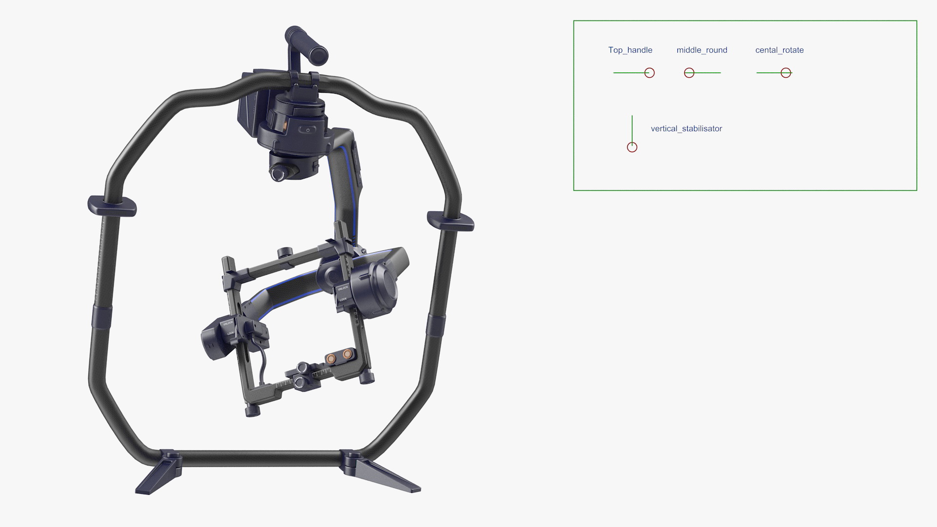 3D Professional Handheld Camera Stabilizer Rigged