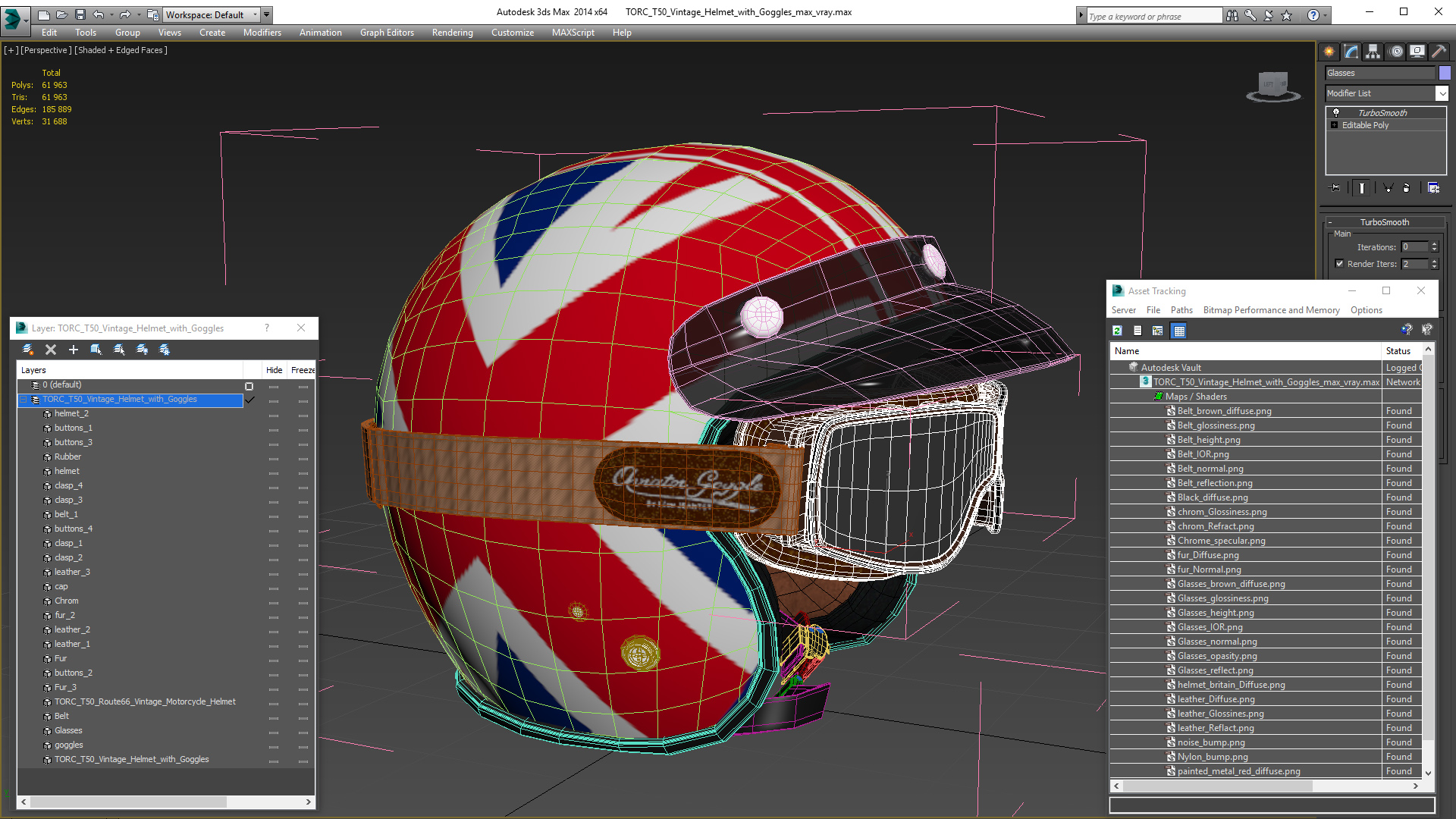 3D TORC T50 Vintage Helmet with Goggles