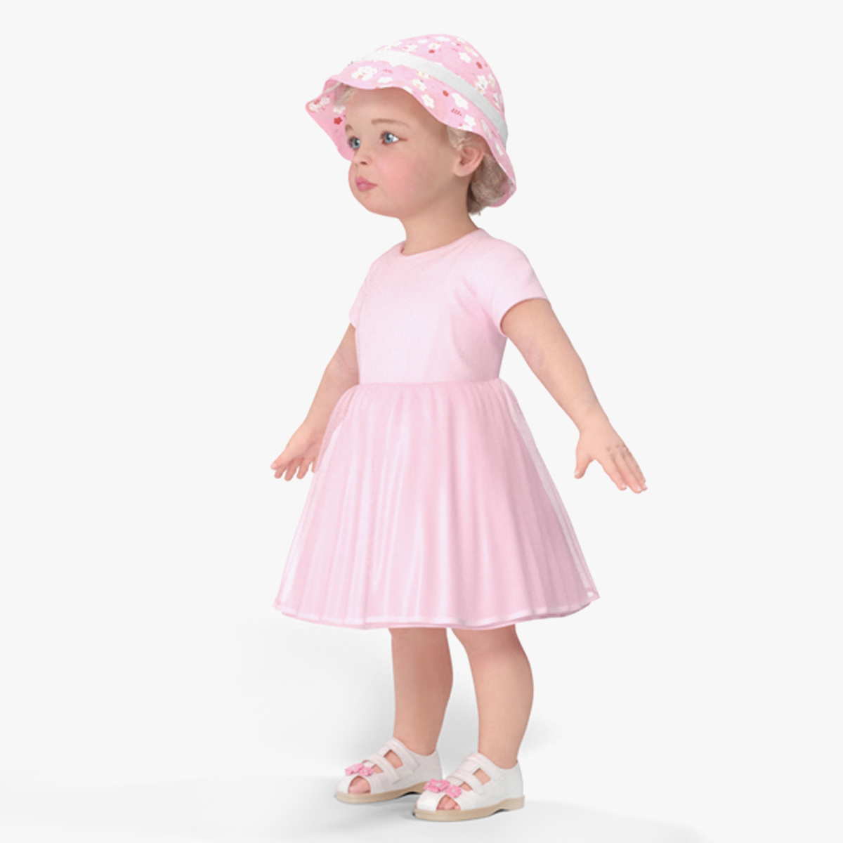 3D Baby Girl Outdoor Summer Dress A-Pose Fur