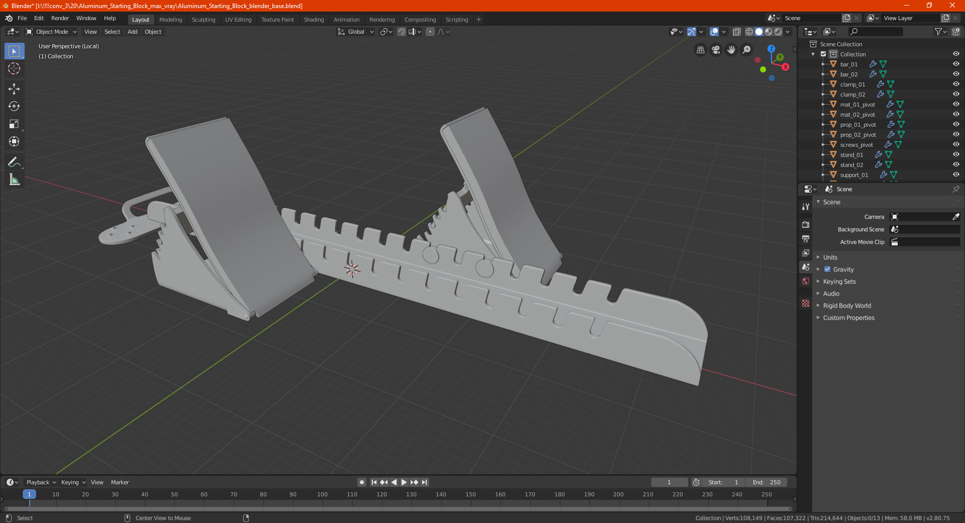3D Aluminum Starting Block model