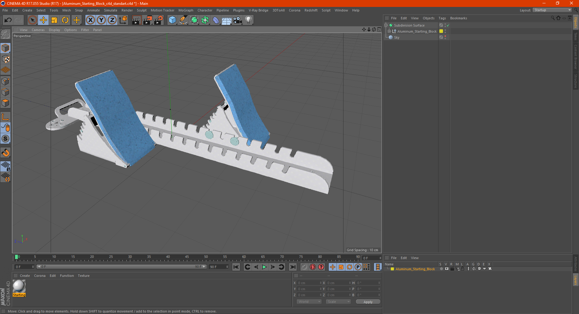 3D Aluminum Starting Block model
