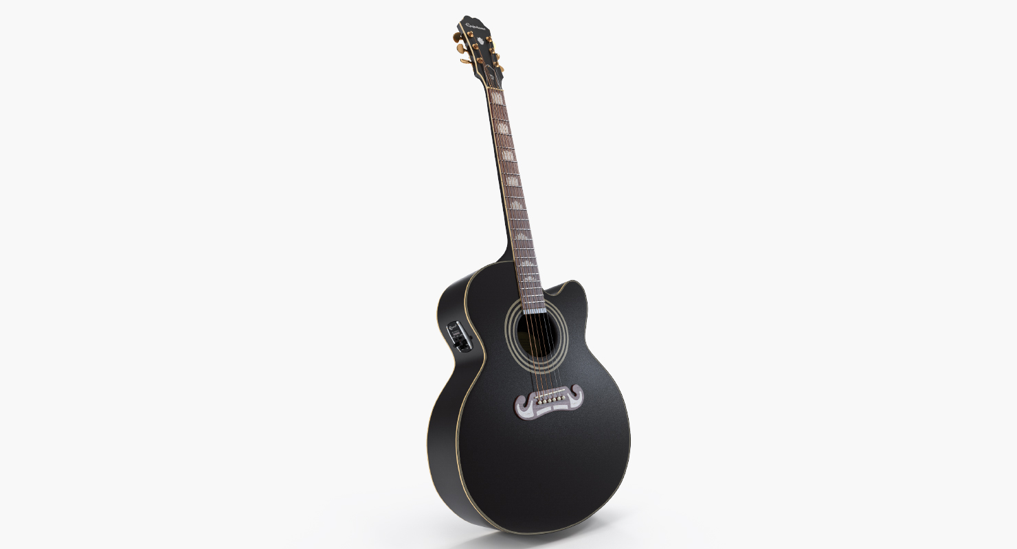Electro Acoustic Guitar Black 3D model