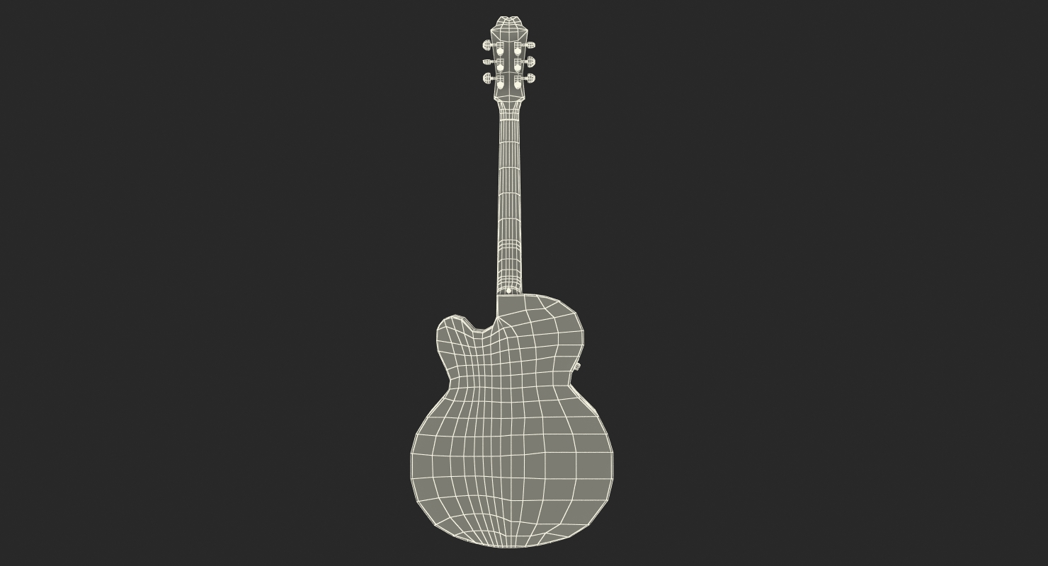 Electro Acoustic Guitar Black 3D model