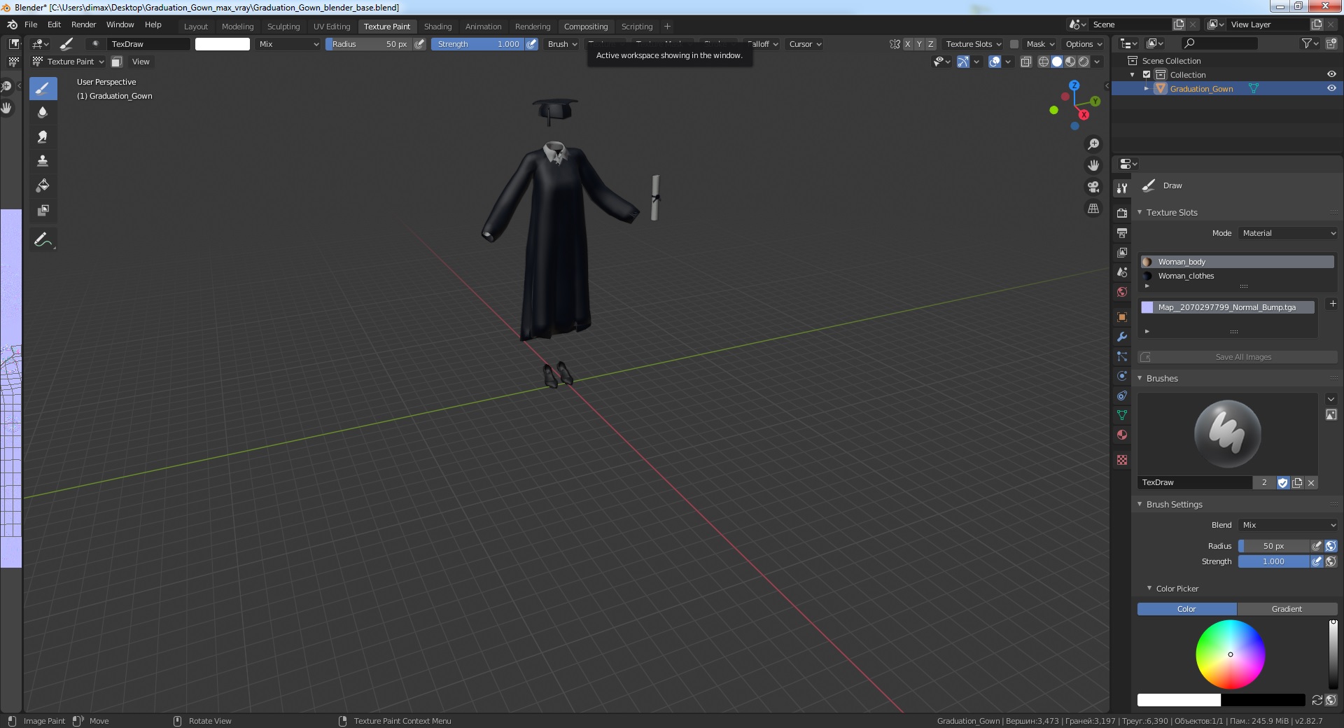 3D model Graduation Gown