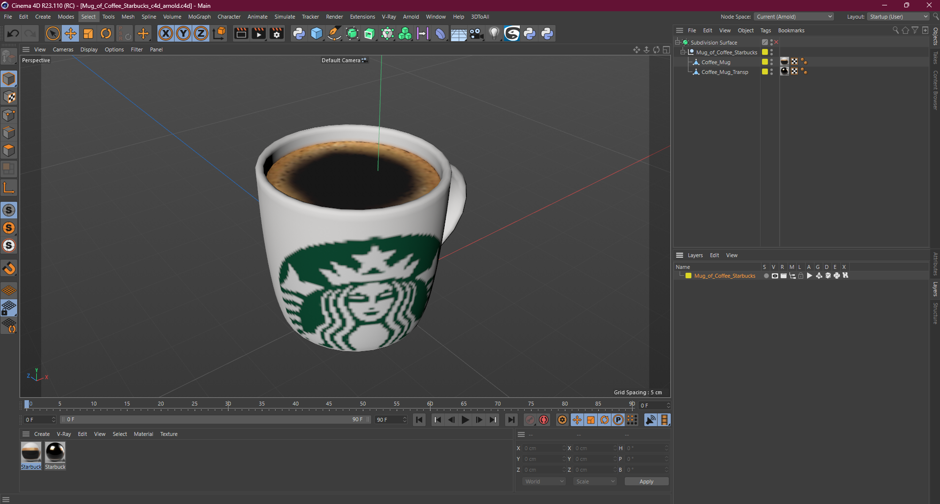 3D Mug of Coffee Starbucks model