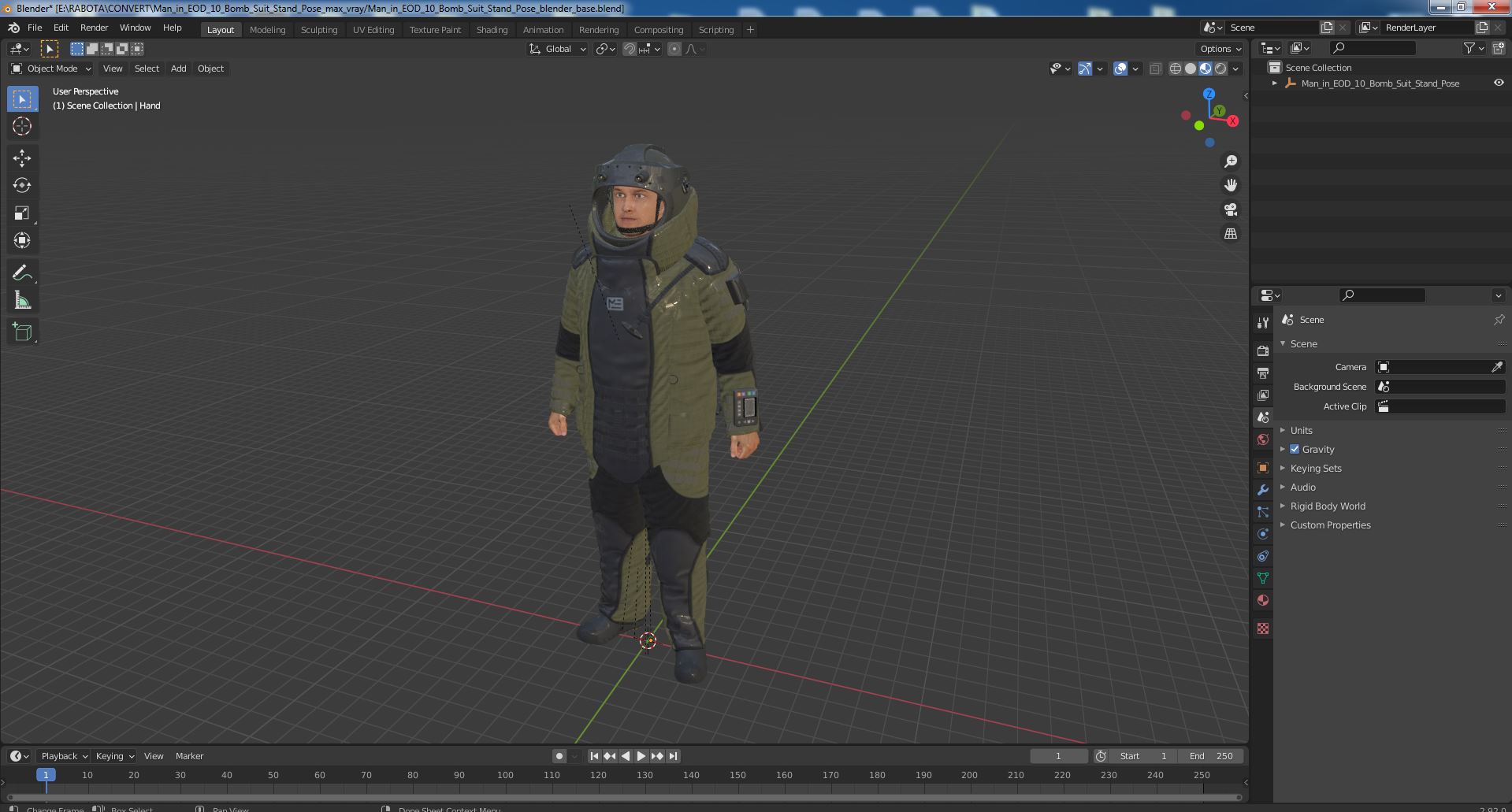 Man in EOD 10 Bomb Suit Stand Pose 3D model