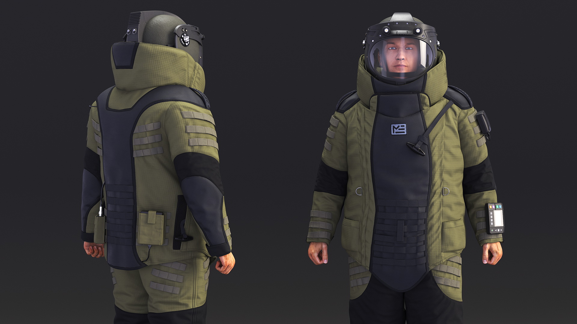 Man in EOD 10 Bomb Suit Stand Pose 3D model