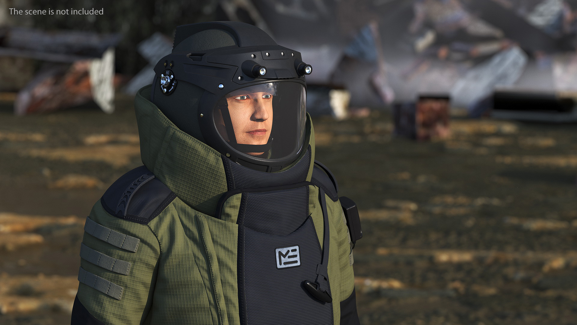 Man in EOD 10 Bomb Suit Stand Pose 3D model