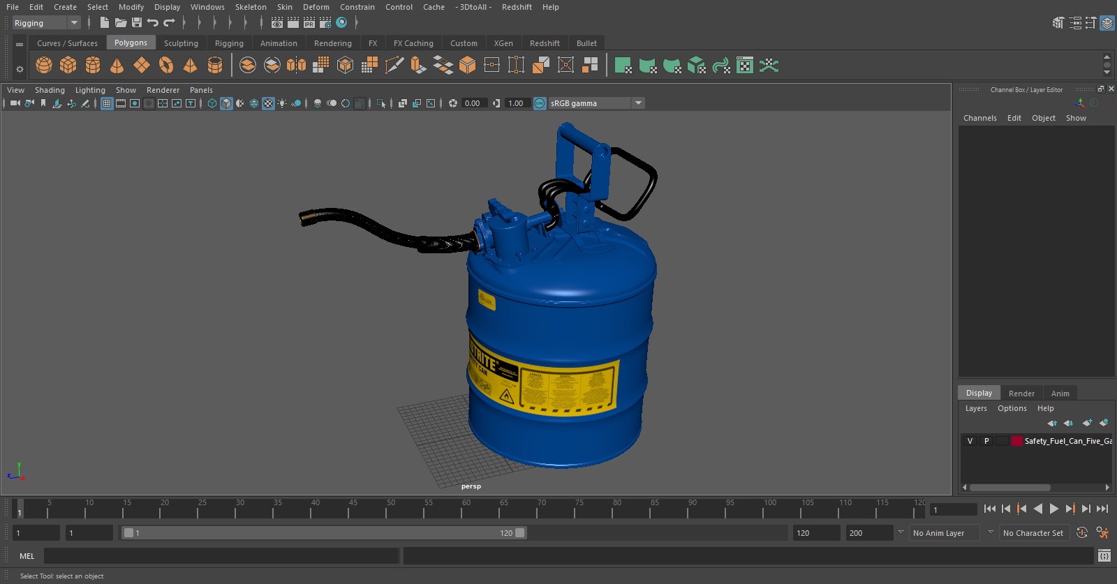 Safety Fuel Can Five Gallon Blue 3D