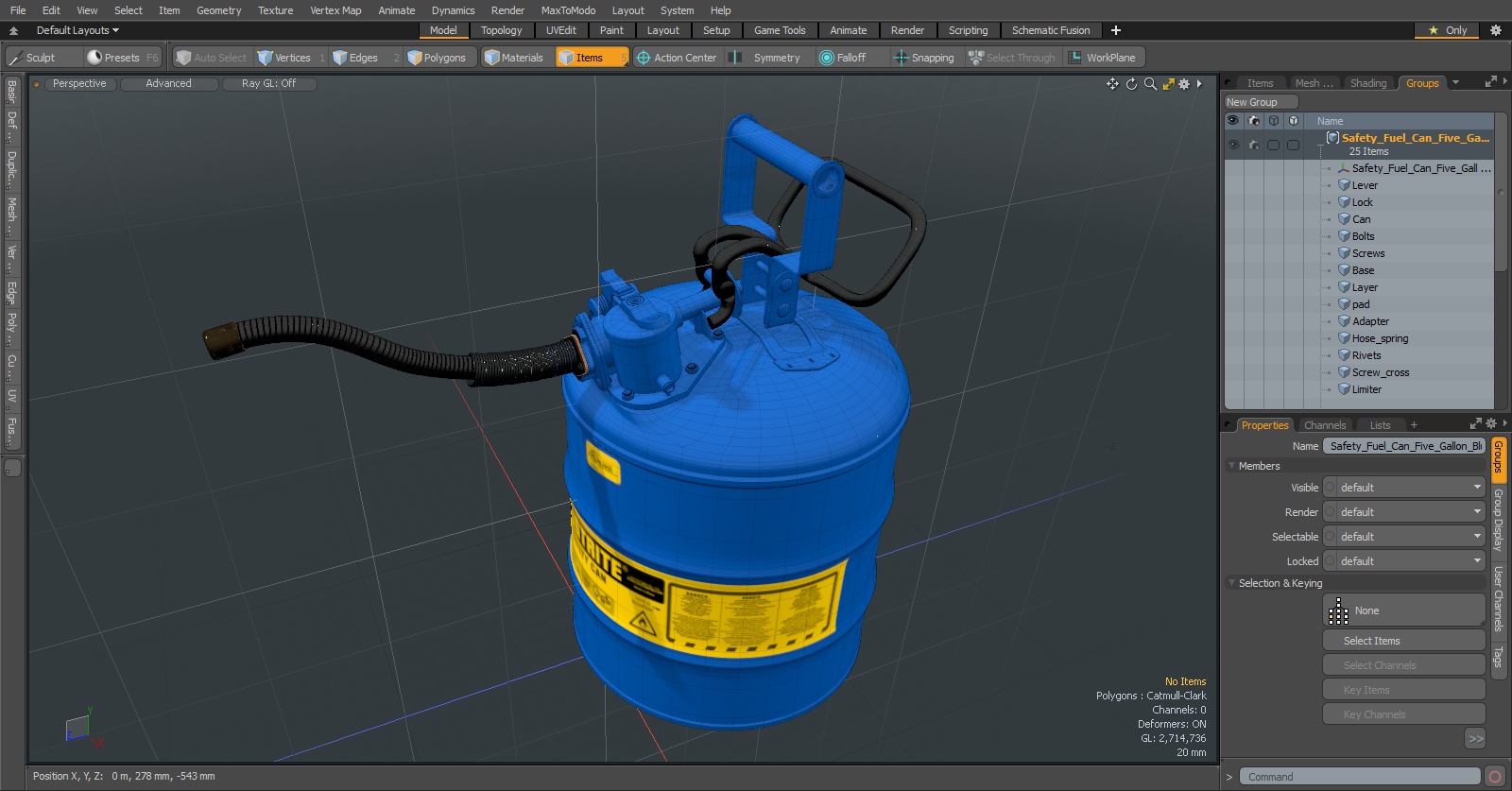 Safety Fuel Can Five Gallon Blue 3D