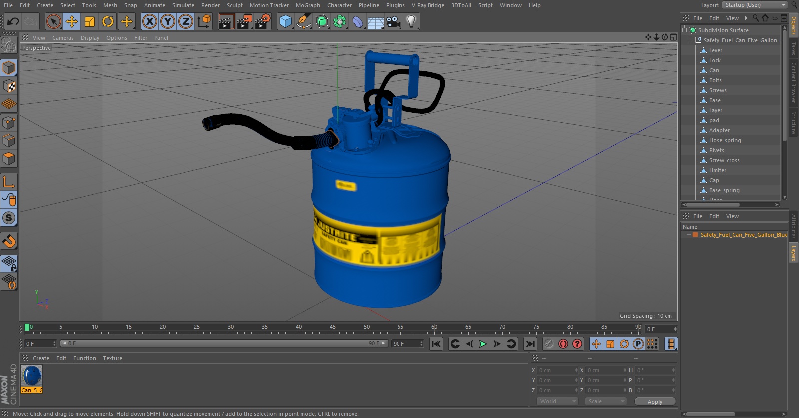 Safety Fuel Can Five Gallon Blue 3D