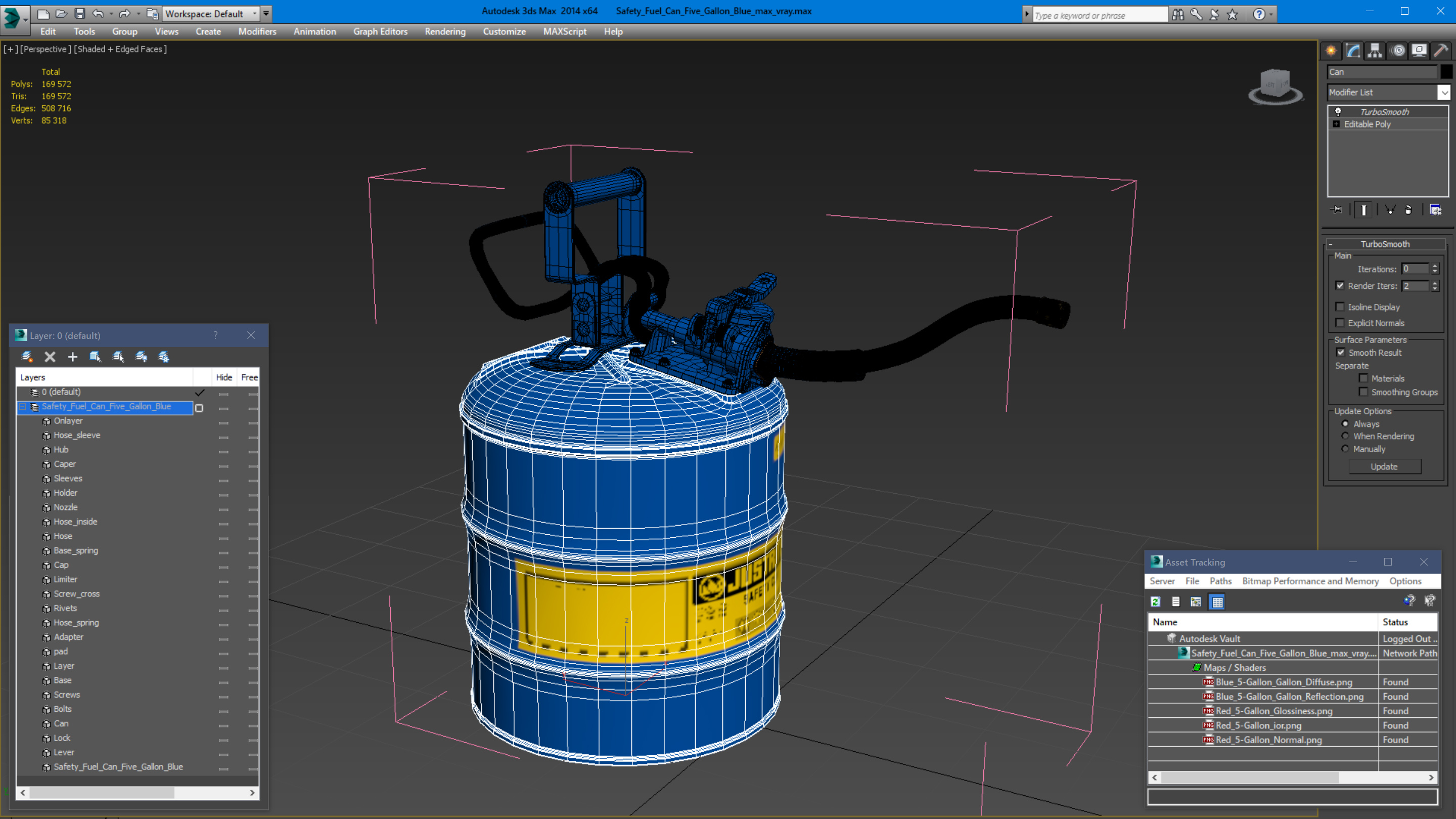 Safety Fuel Can Five Gallon Blue 3D