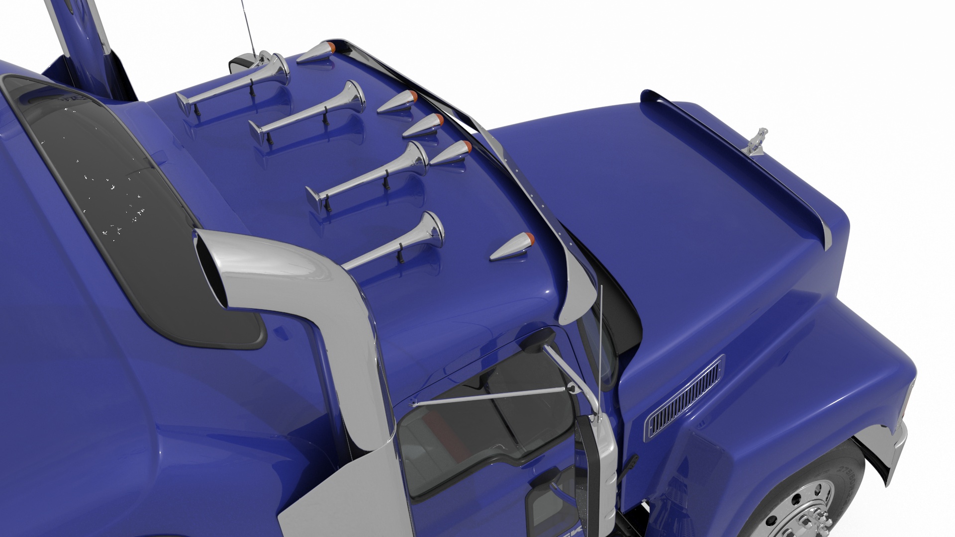 Mack CHU613 Truck with Semi Big Trailer 3D model