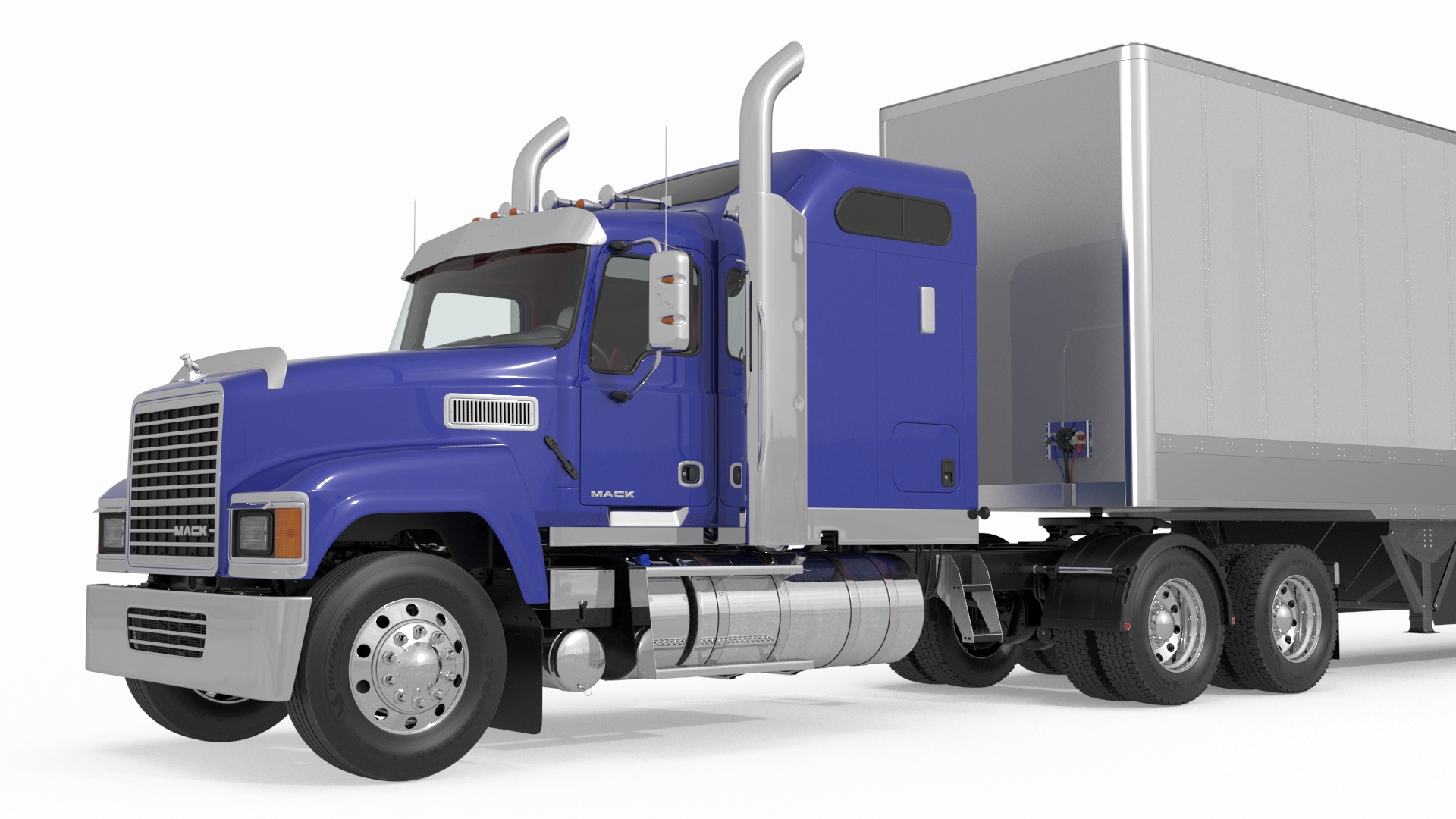 Mack CHU613 Truck with Semi Big Trailer 3D model