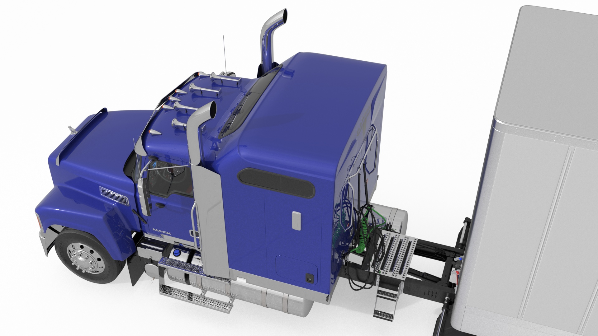 Mack CHU613 Truck with Semi Big Trailer 3D model