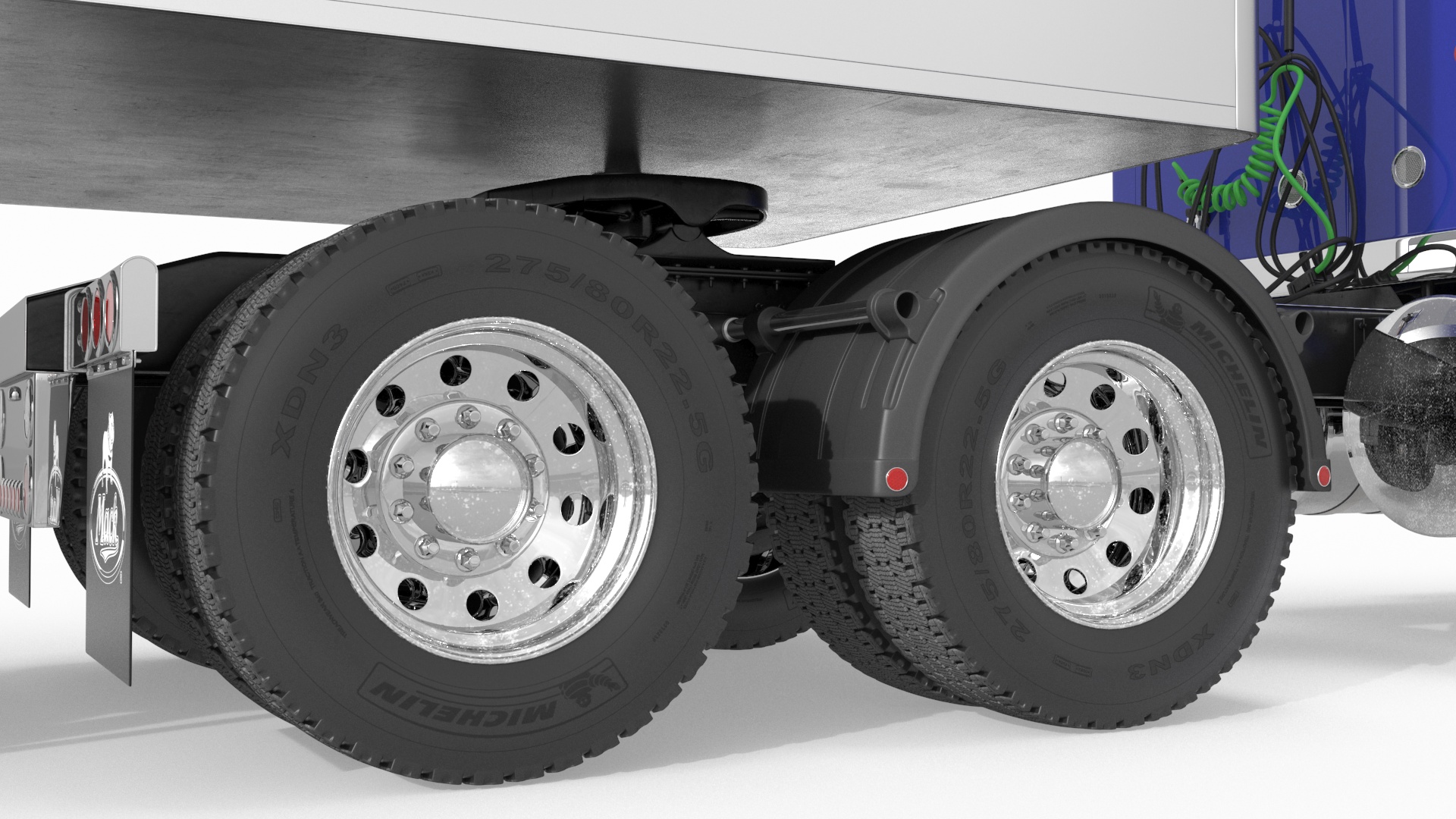 Mack CHU613 Truck with Semi Big Trailer 3D model