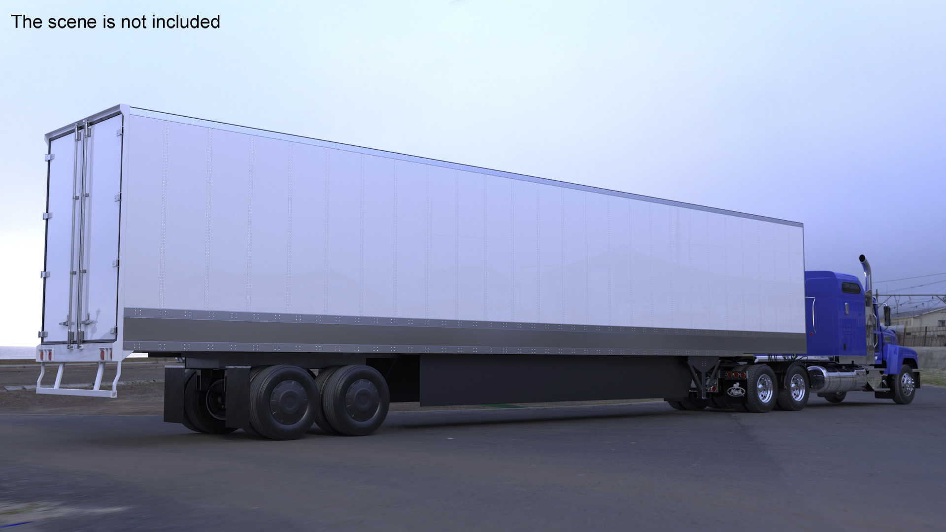 Mack CHU613 Truck with Semi Big Trailer 3D model