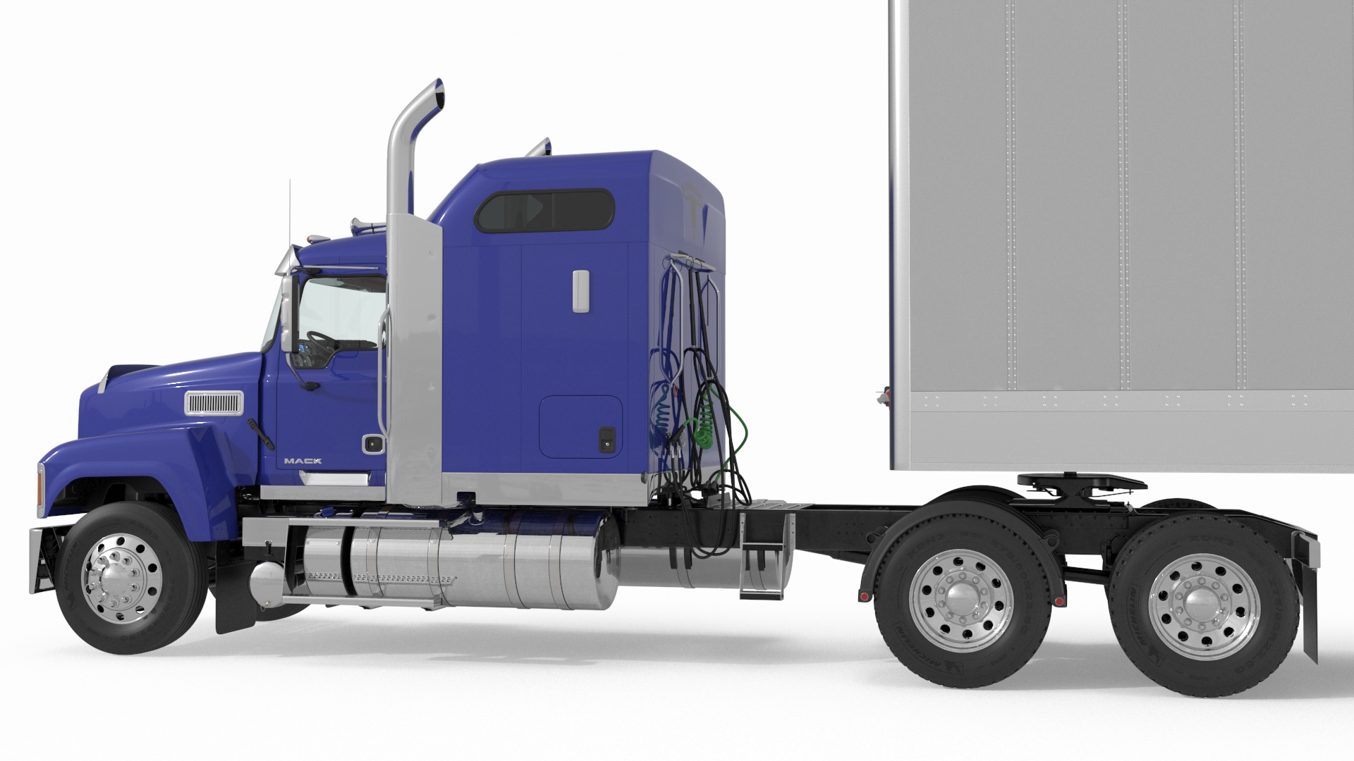Mack CHU613 Truck with Semi Big Trailer 3D model