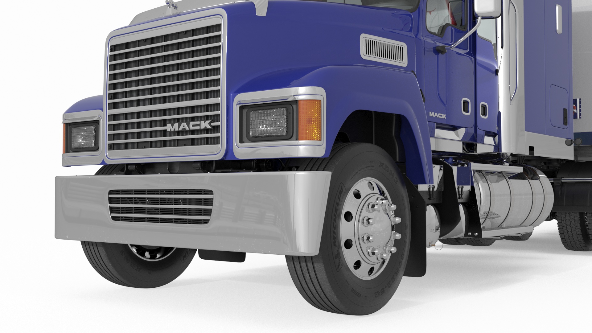Mack CHU613 Truck with Semi Big Trailer 3D model