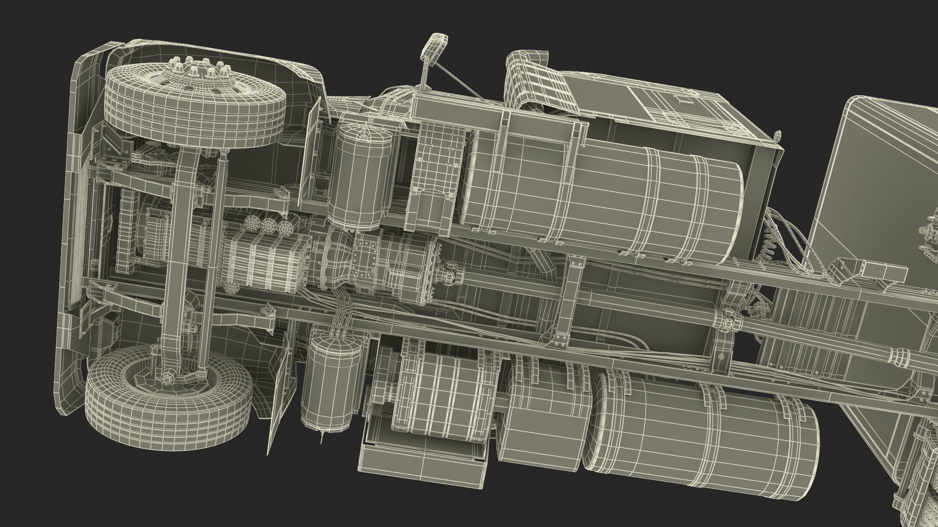 Mack CHU613 Truck with Semi Big Trailer 3D model