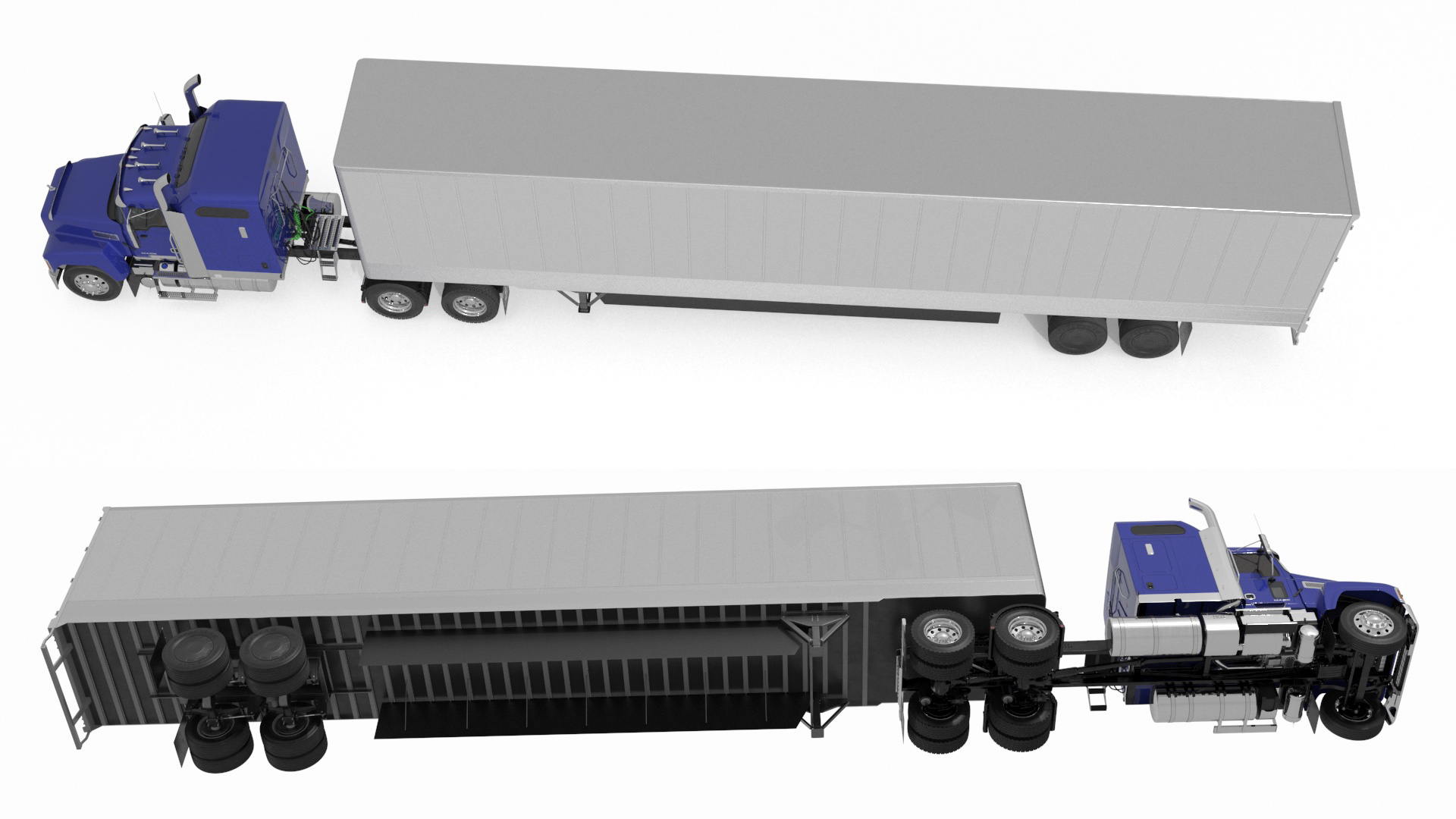 Mack CHU613 Truck with Semi Big Trailer 3D model