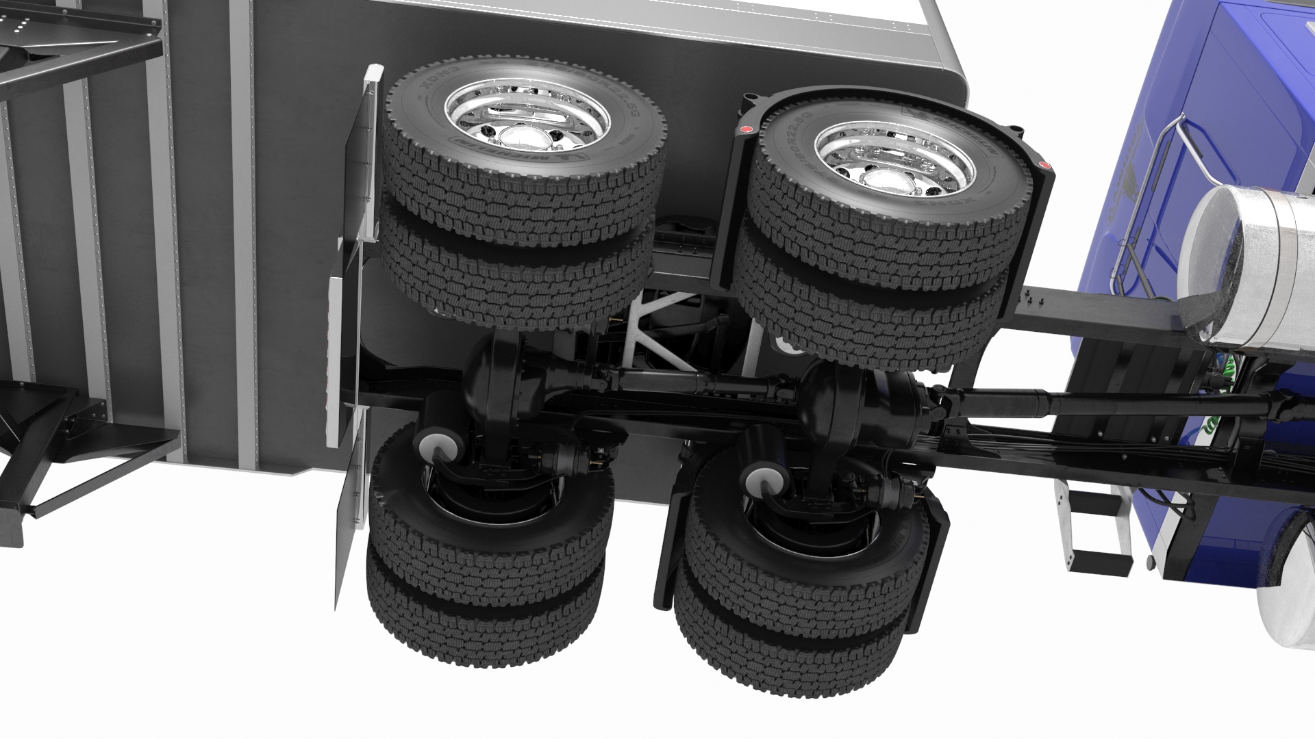Mack CHU613 Truck with Semi Big Trailer 3D model
