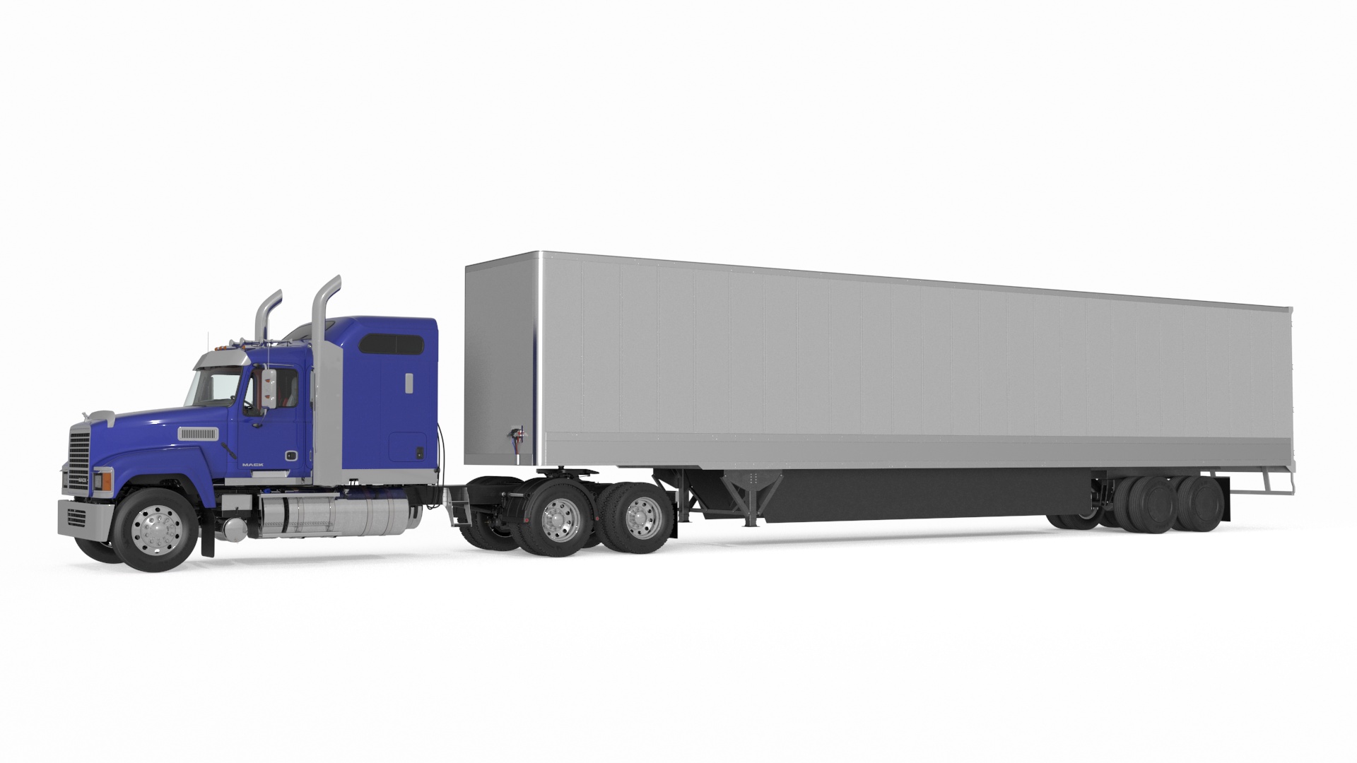 Mack CHU613 Truck with Semi Big Trailer 3D model