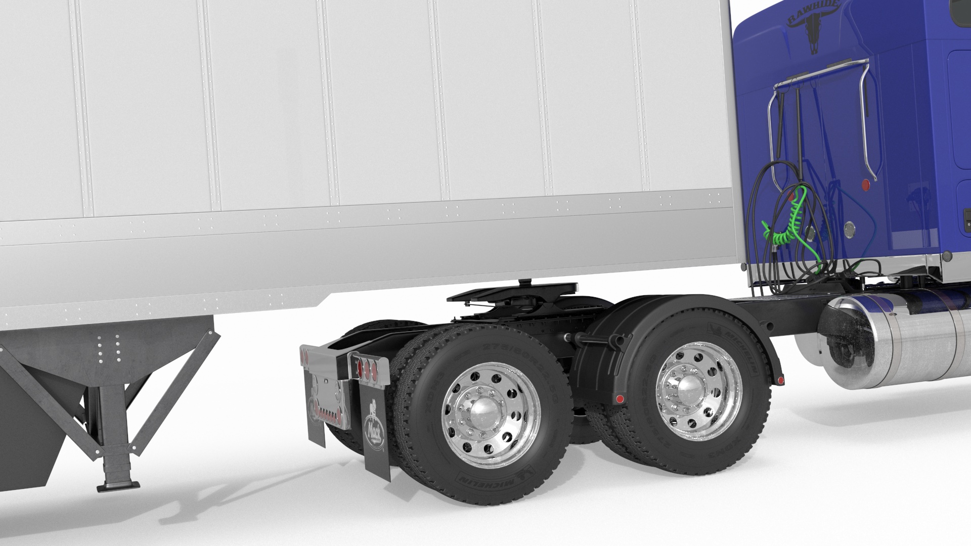 Mack CHU613 Truck with Semi Big Trailer 3D model