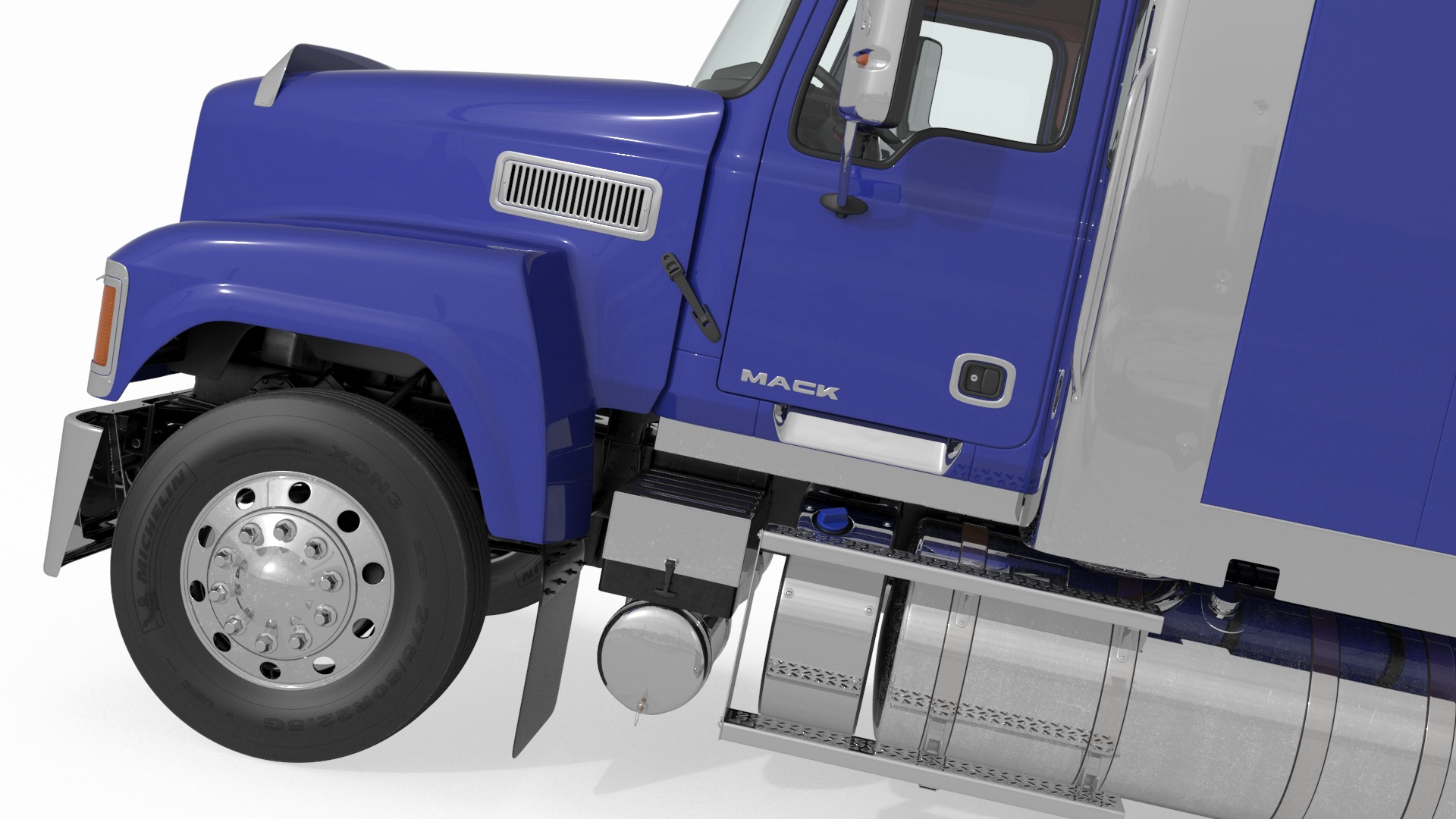 Mack CHU613 Truck with Semi Big Trailer 3D model
