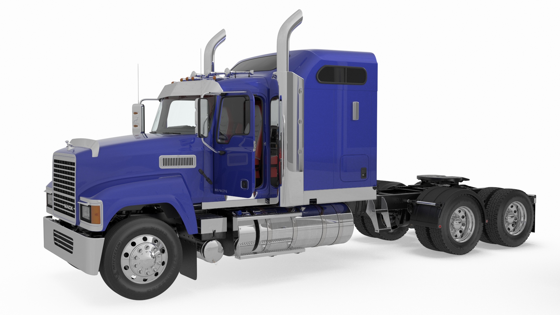 Mack CHU613 Truck with Semi Big Trailer 3D model