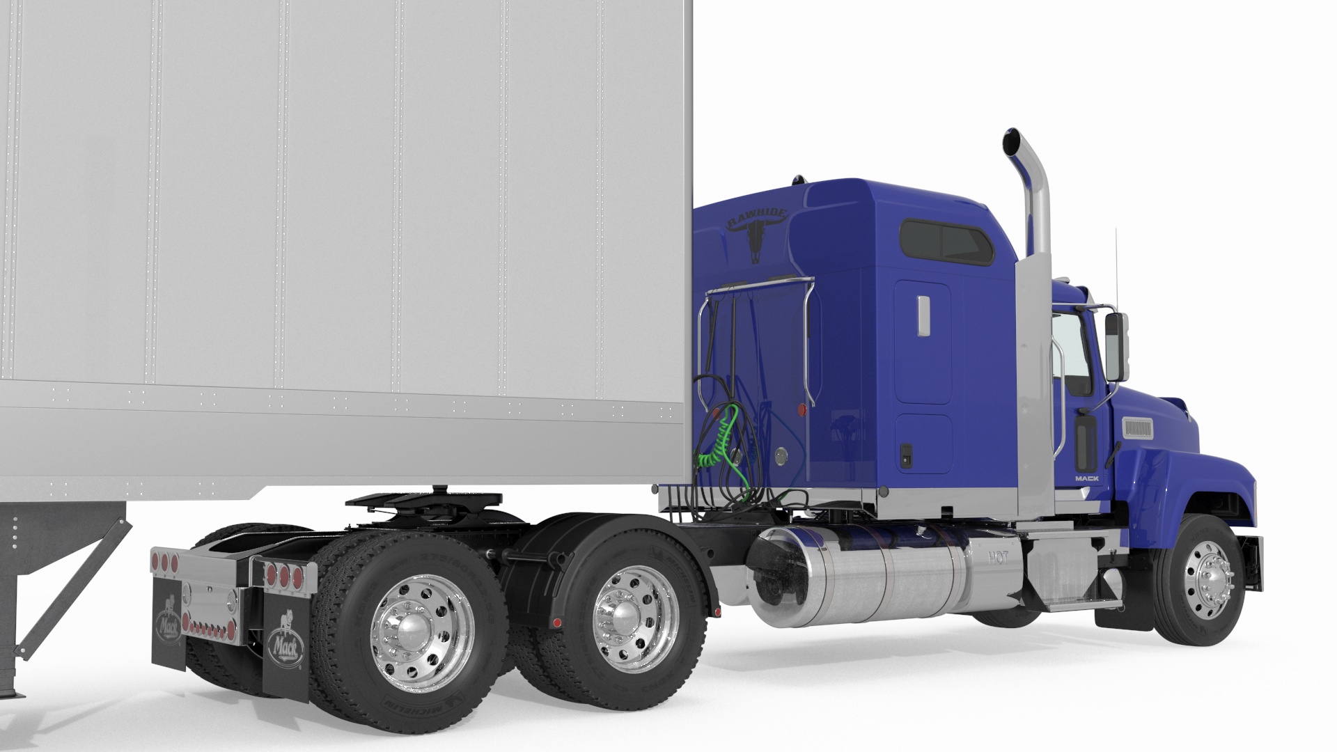 Mack CHU613 Truck with Semi Big Trailer 3D model