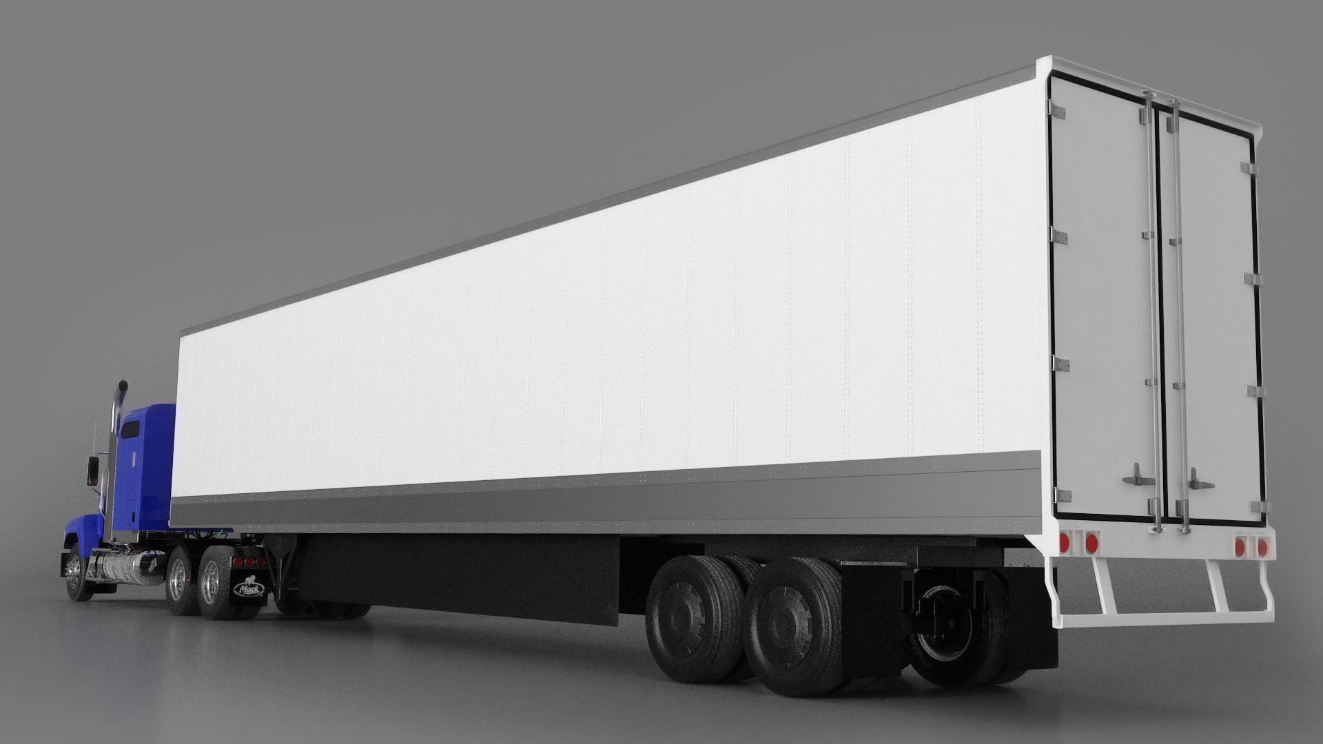 Mack CHU613 Truck with Semi Big Trailer 3D model