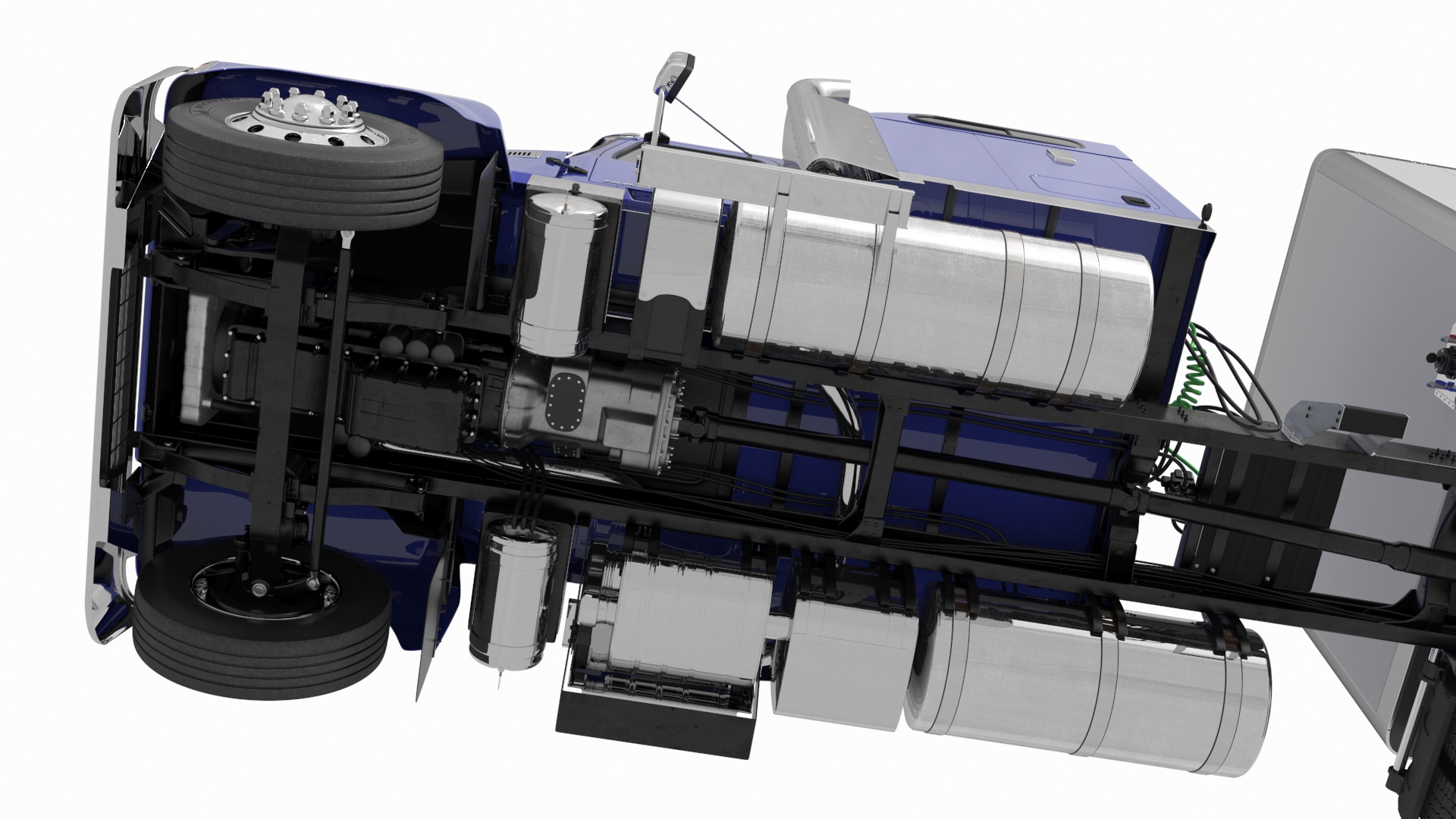 Mack CHU613 Truck with Semi Big Trailer 3D model