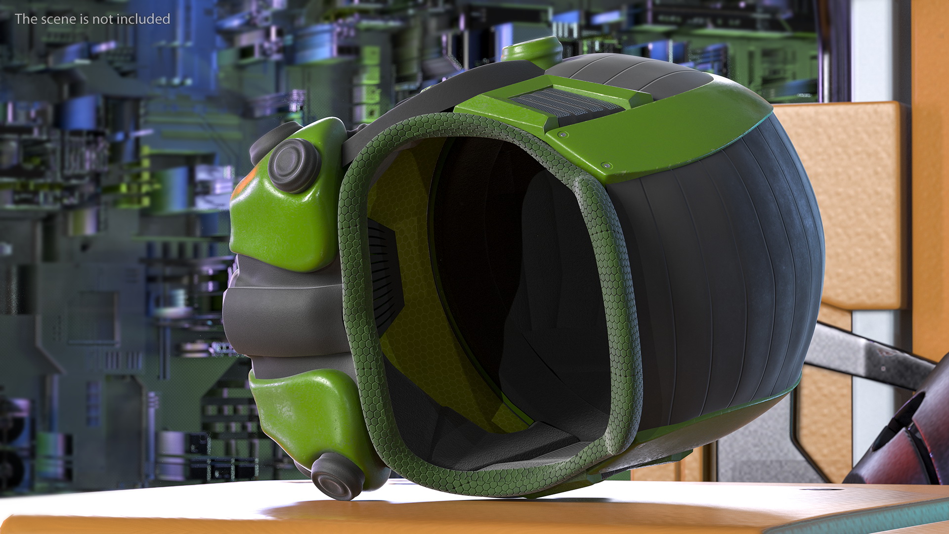 3D SciFi Helmet Green model