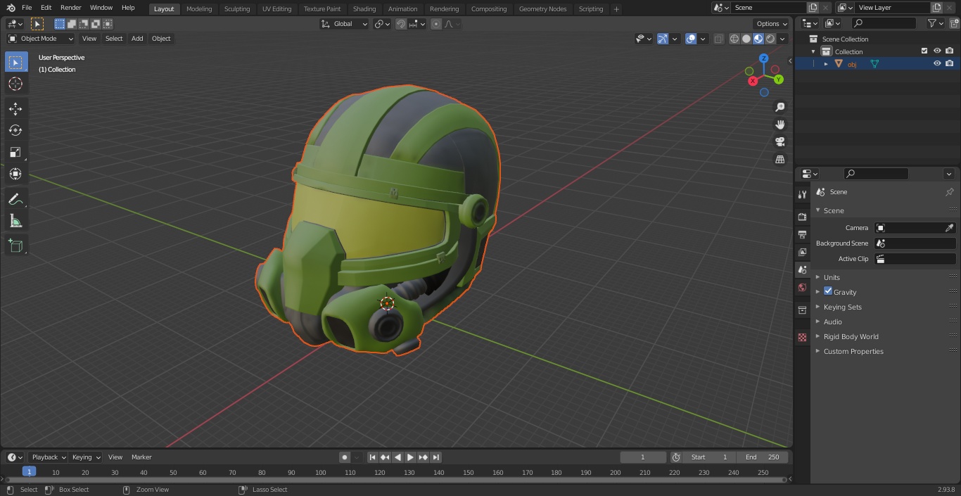 3D SciFi Helmet Green model