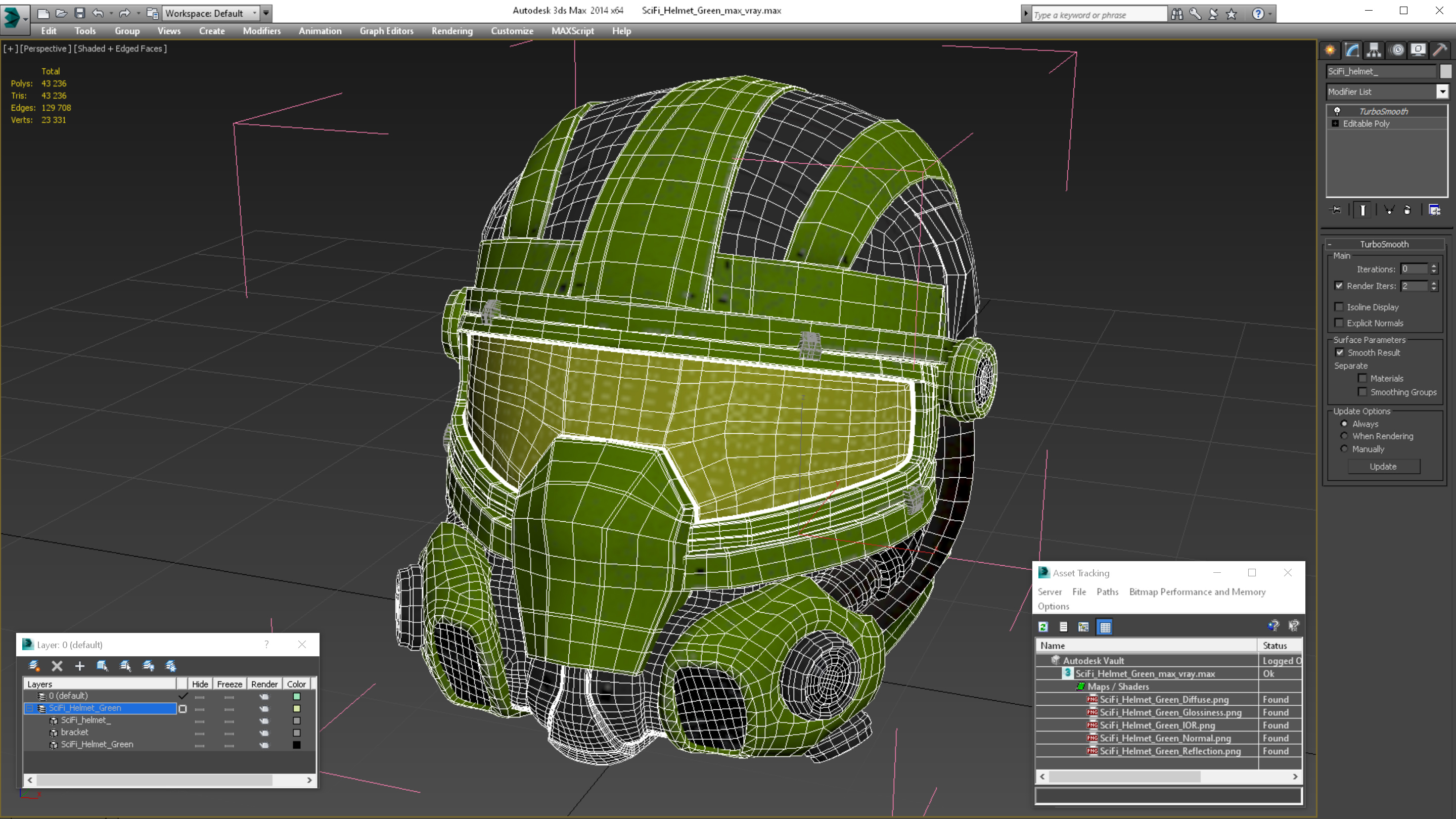 3D SciFi Helmet Green model