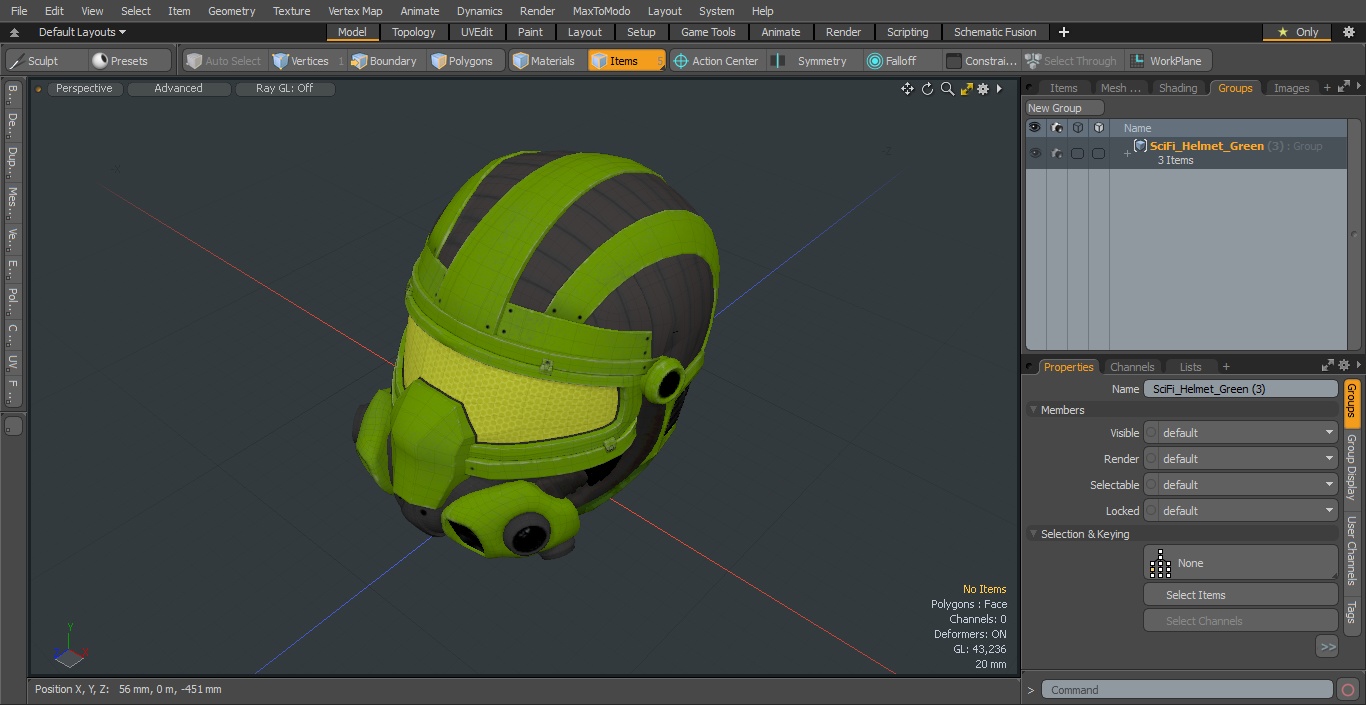 3D SciFi Helmet Green model