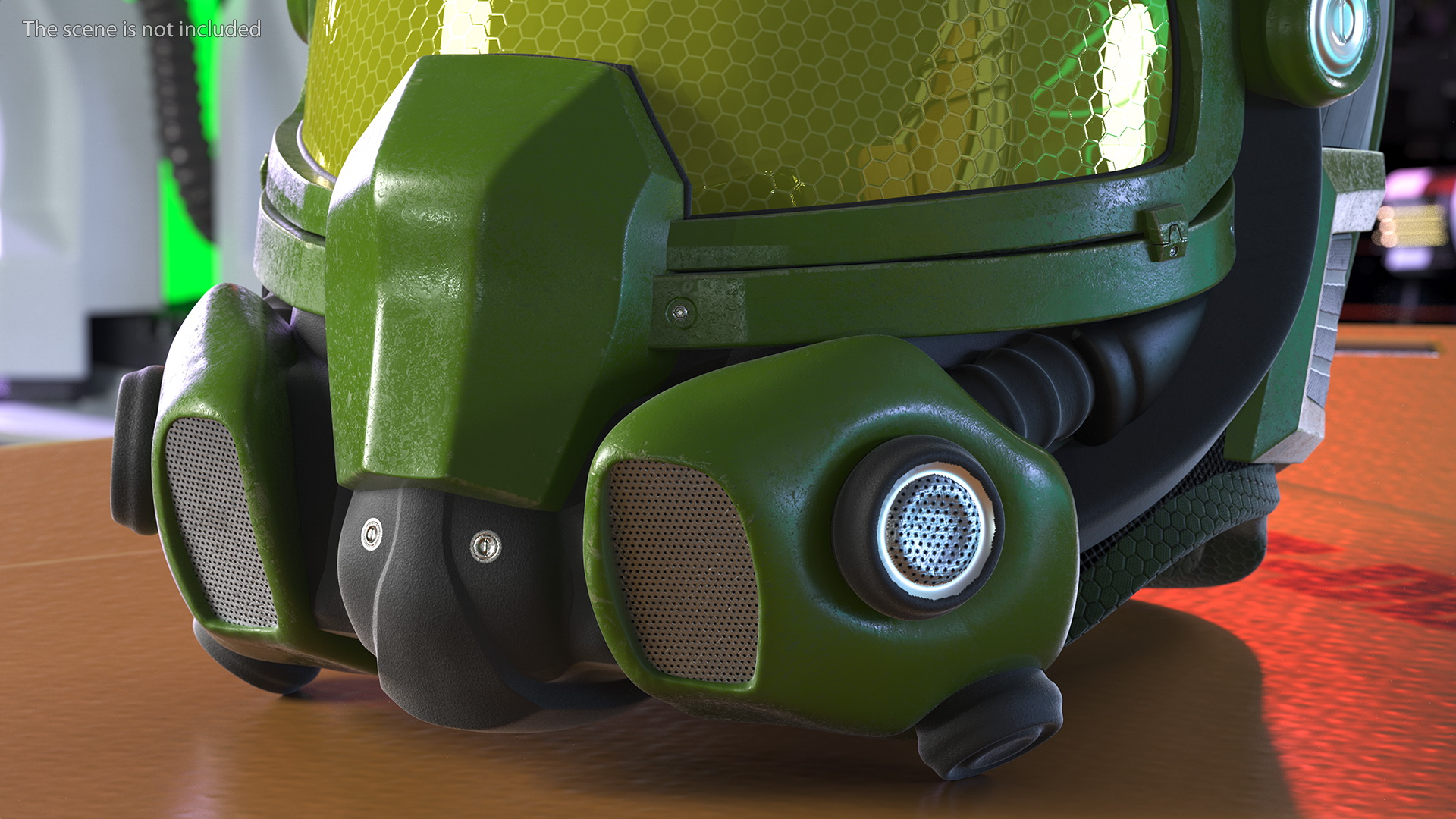 3D SciFi Helmet Green model