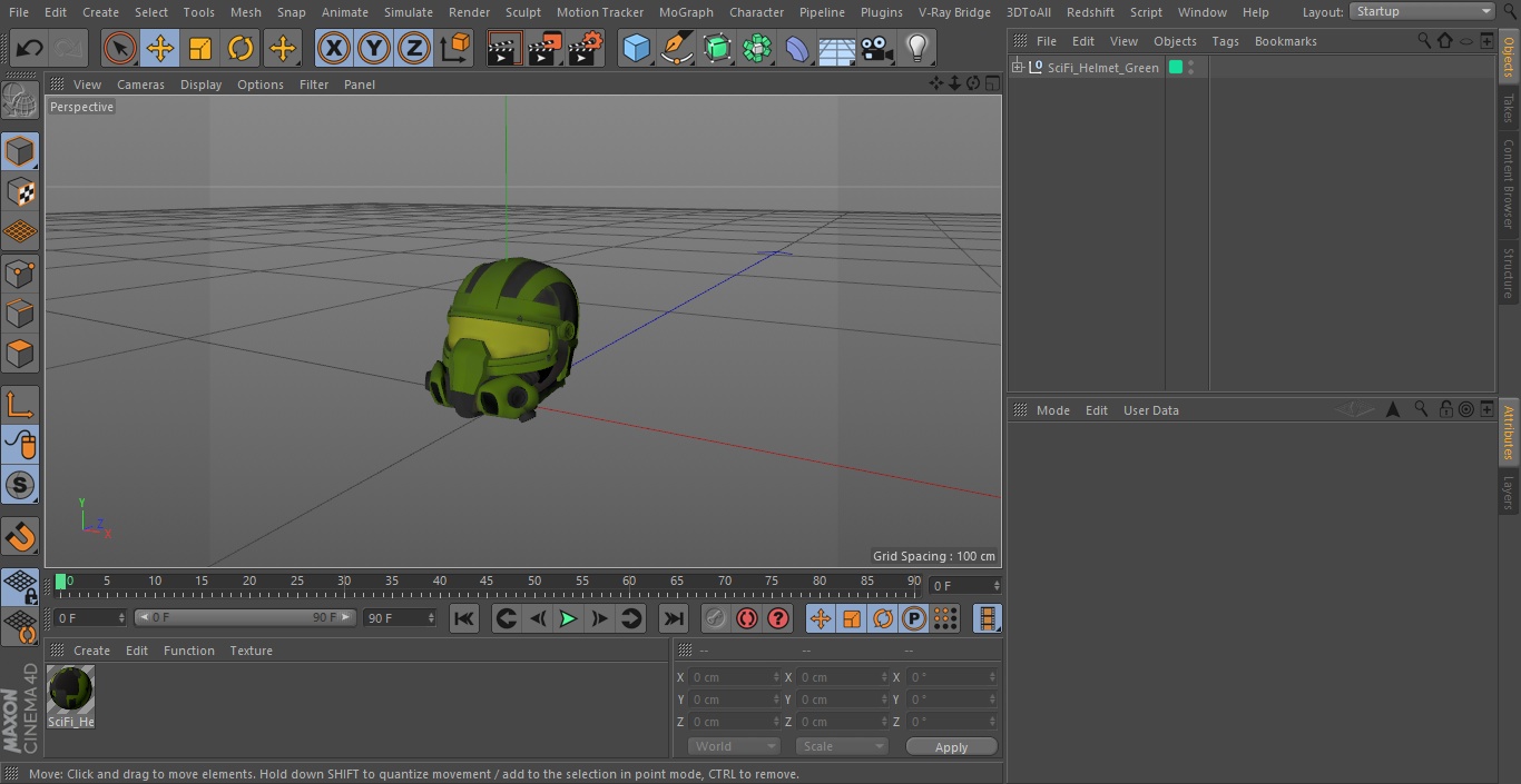 3D SciFi Helmet Green model