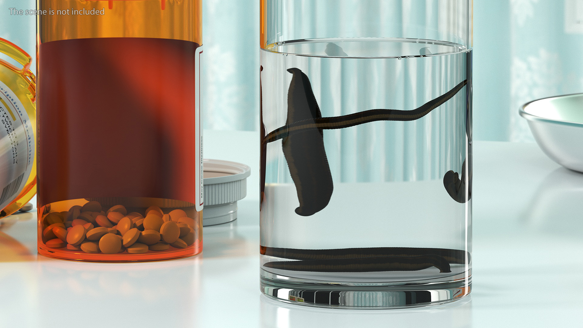 3D Glass Full of Medicinal Leeches