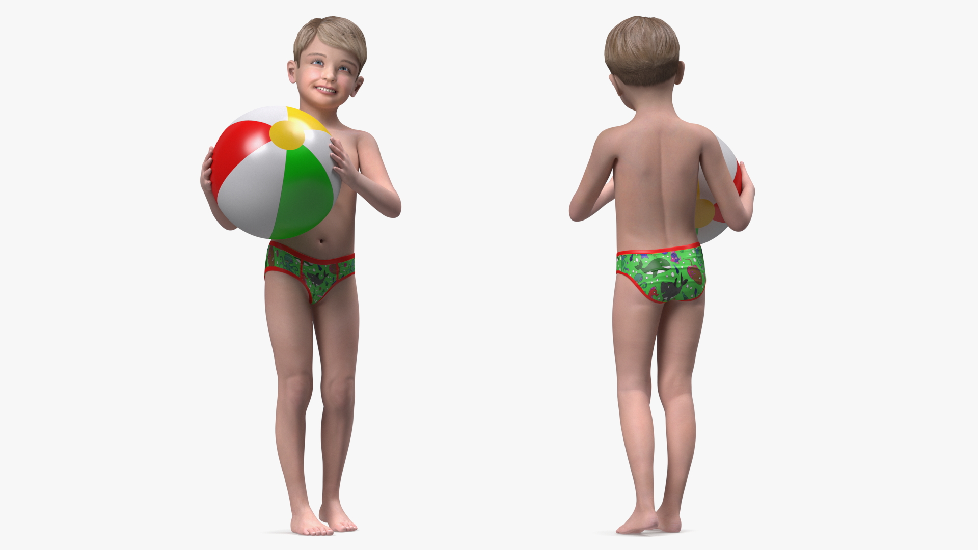 Child Boy Beach Style Rigged for Cinema 4D 3D