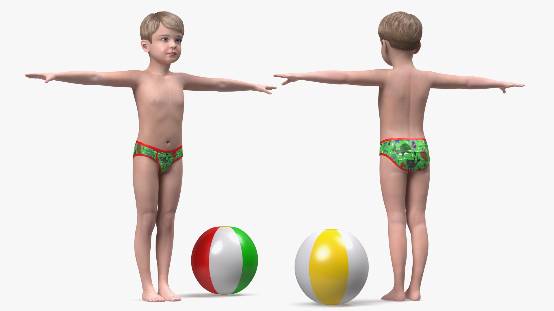 Child Boy Beach Style Rigged for Cinema 4D 3D