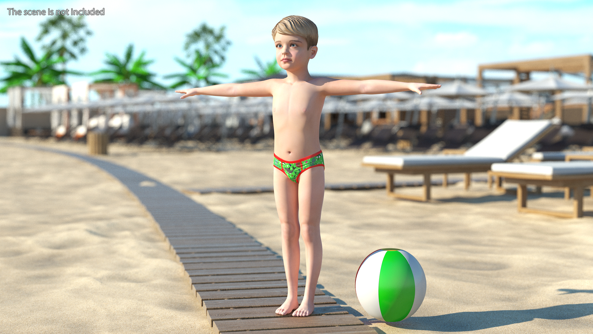 Child Boy Beach Style Rigged for Cinema 4D 3D