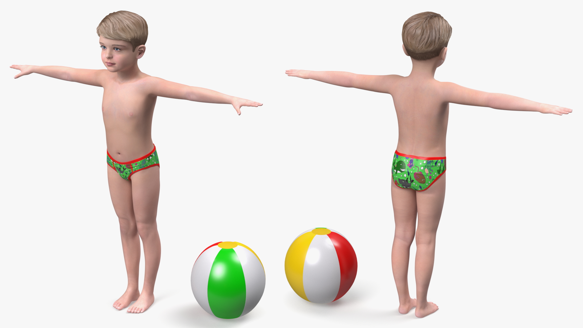 Child Boy Beach Style Rigged for Cinema 4D 3D