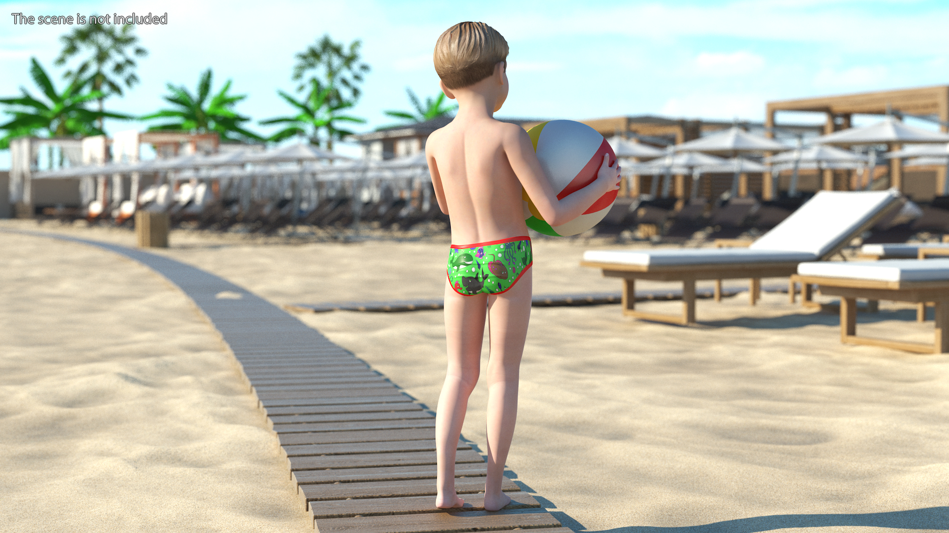 Child Boy Beach Style Rigged for Cinema 4D 3D