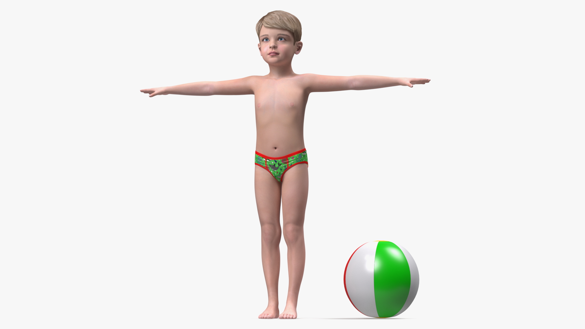 Child Boy Beach Style Rigged for Cinema 4D 3D