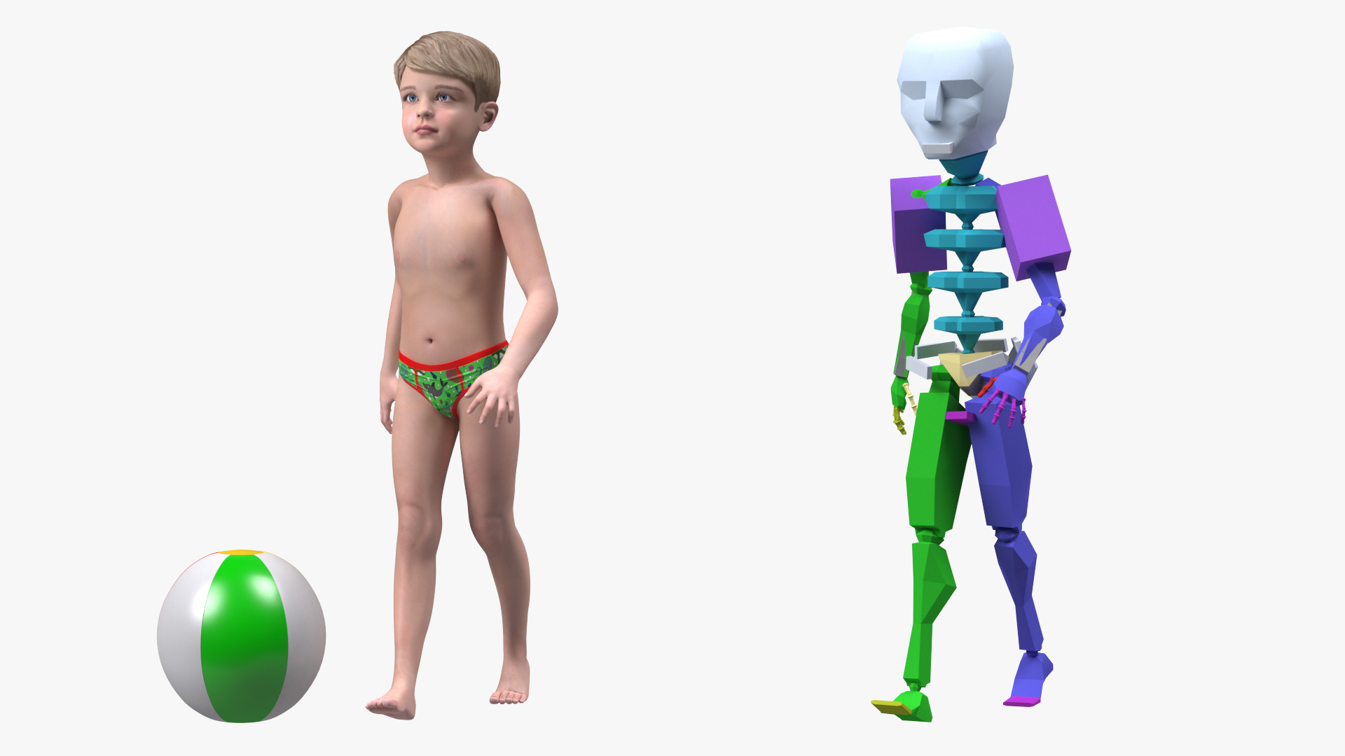 Child Boy Beach Style Rigged for Cinema 4D 3D