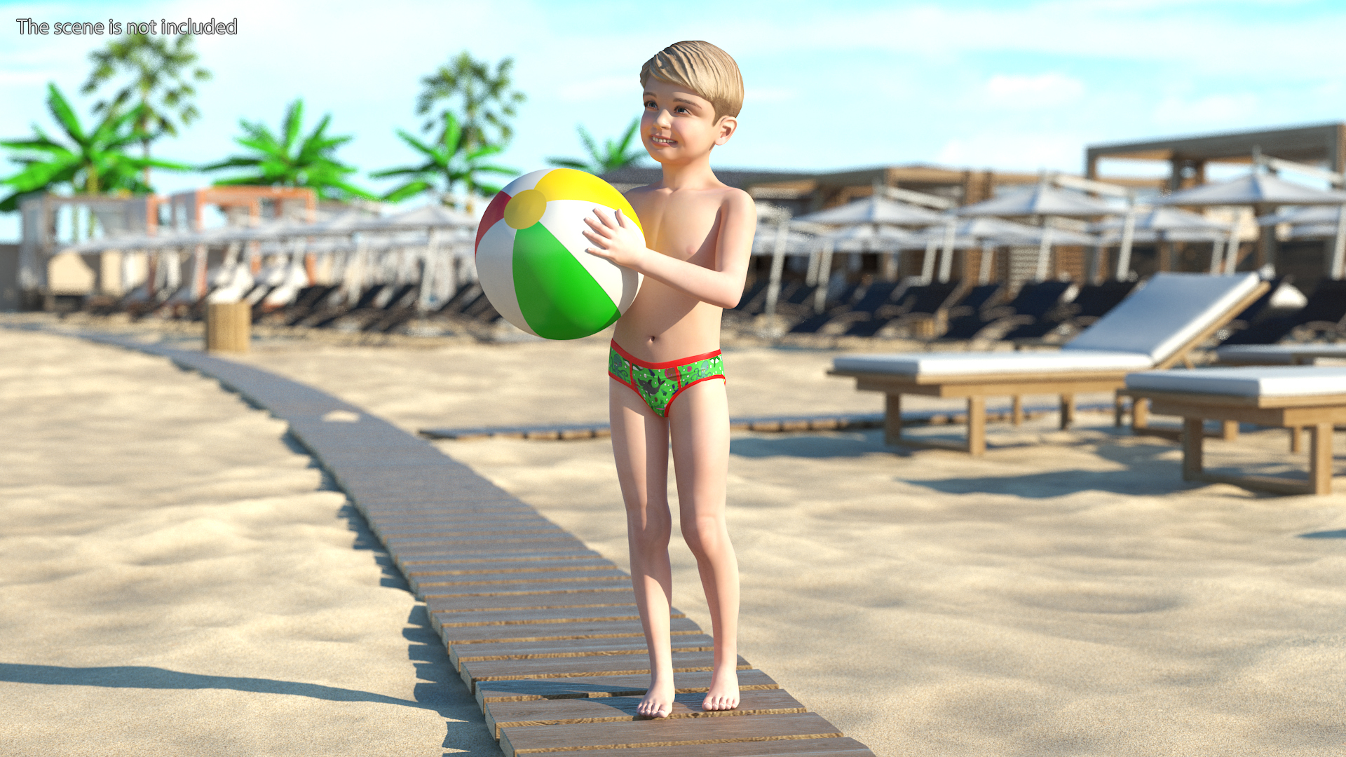 Child Boy Beach Style Rigged for Cinema 4D 3D