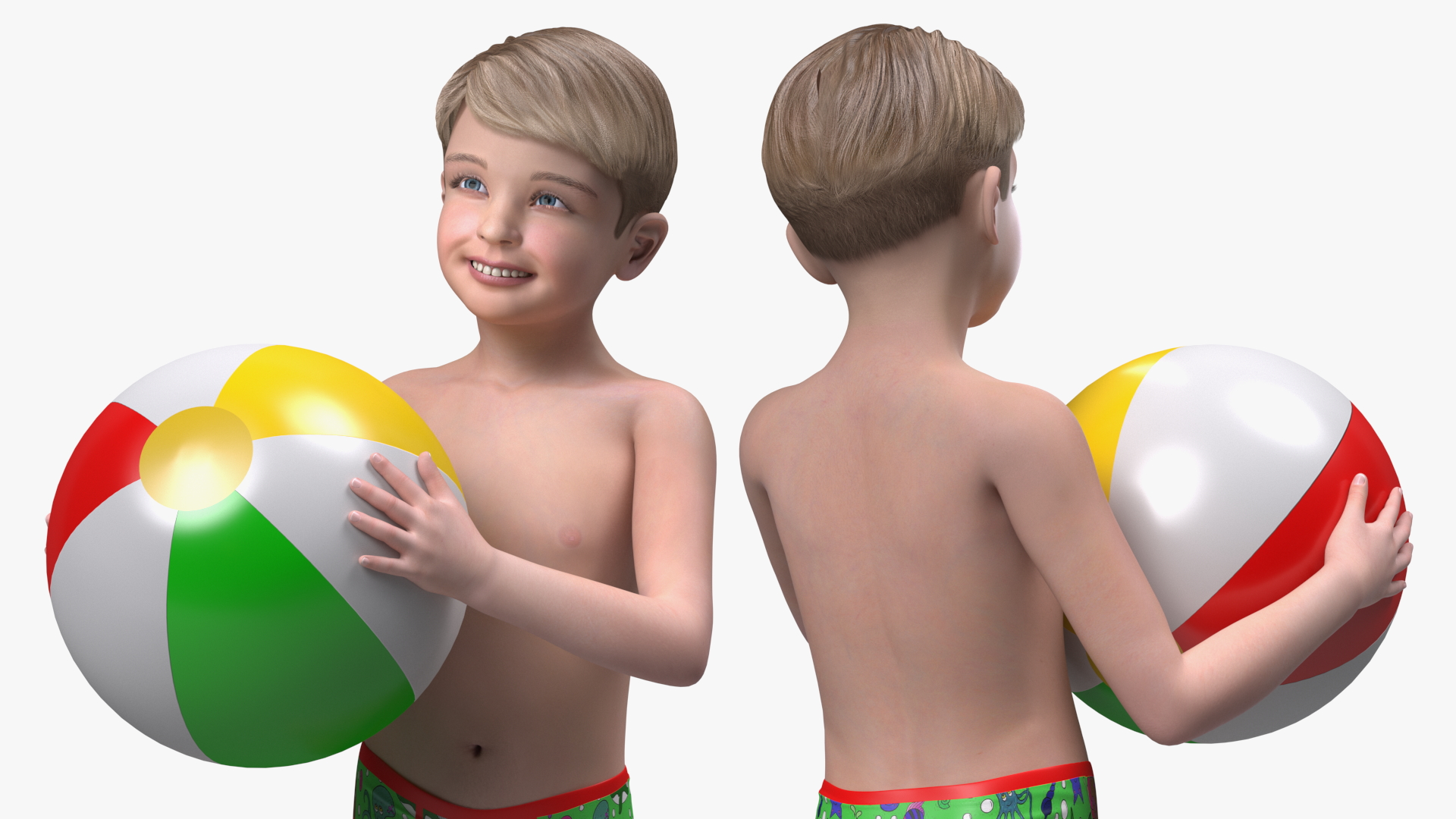 Child Boy Beach Style Rigged for Cinema 4D 3D