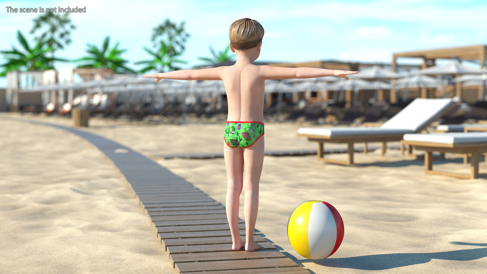 Child Boy Beach Style Rigged for Cinema 4D 3D